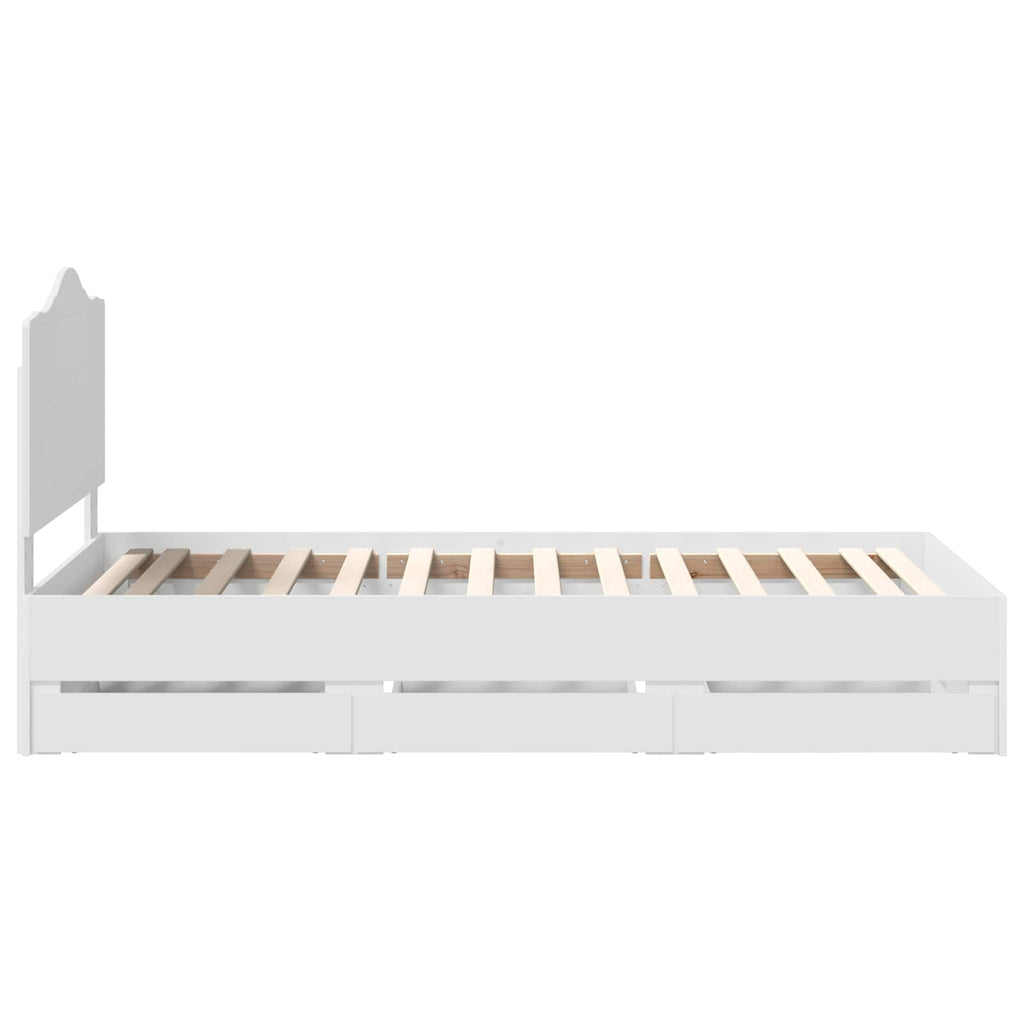 vidaXL Ramka łóżka z szufladą Biały 90 x 200 cm Drewno inżynieryjne