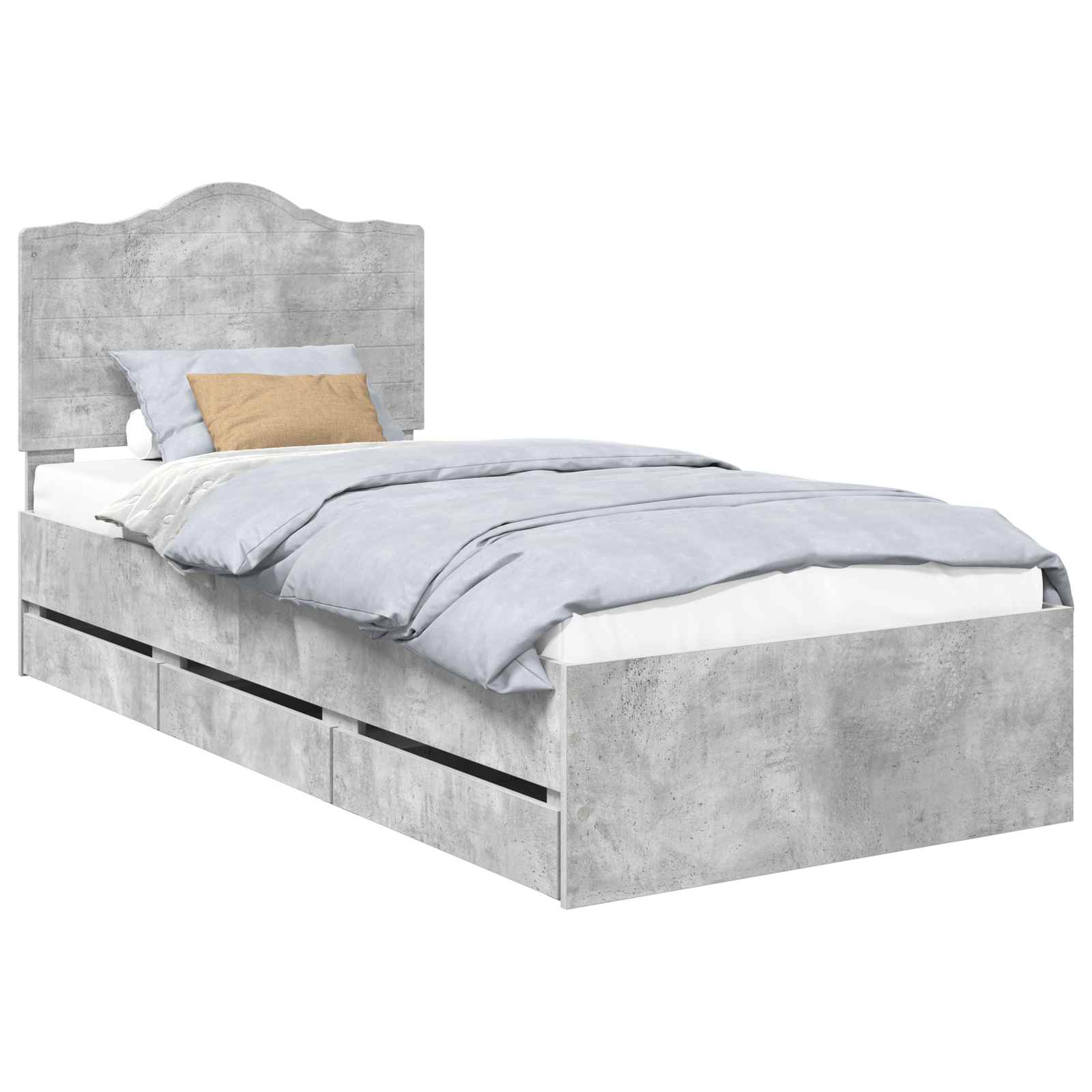 vidaXL Ramka łóżka Betonowy Szary 90 x 200 cm Drewno inżynieryjne