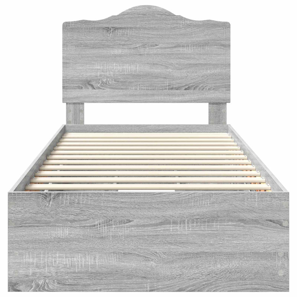 vidaXL Ramka łóżka Szary Sonoma 90 x 200 cm Drewno inżynieryjne