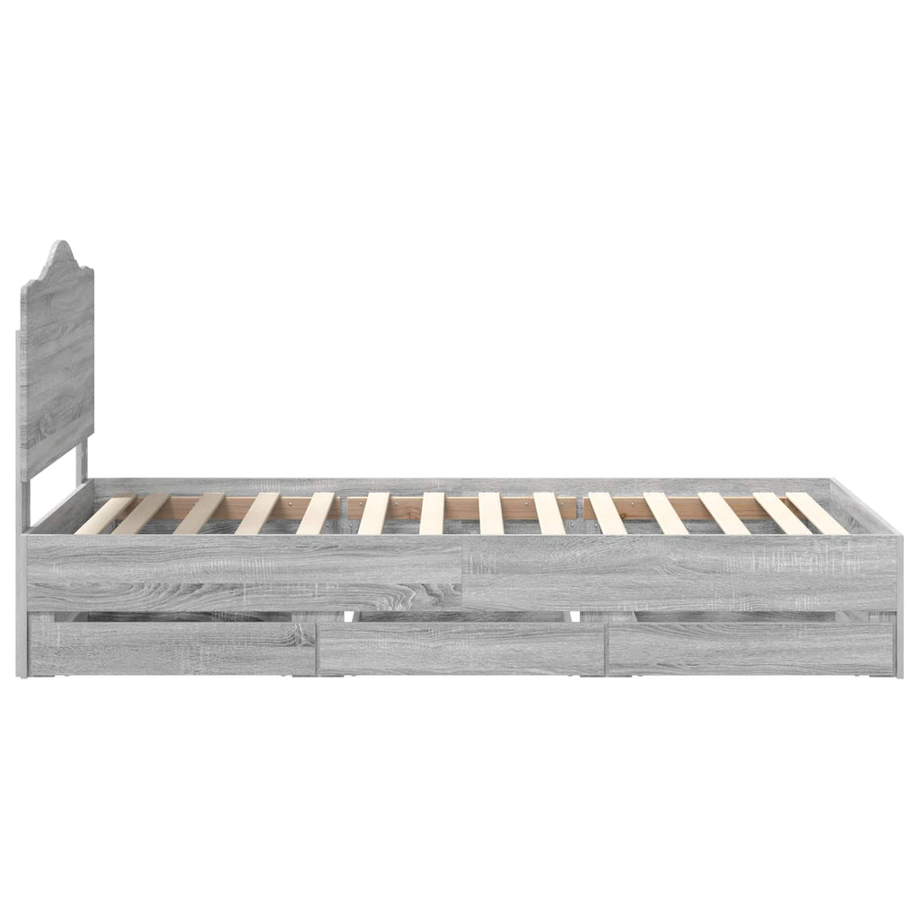 vidaXL Ramka łóżka Szary Sonoma 90 x 200 cm Drewno inżynieryjne