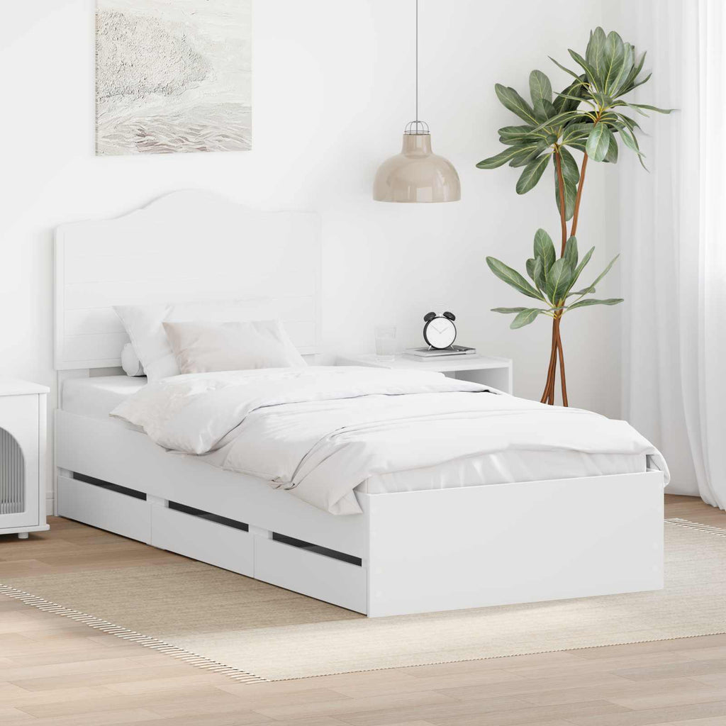 vidaXL Ramka łóżka z szufladą Biały 90 x 190 cm Drewno inżynieryjne