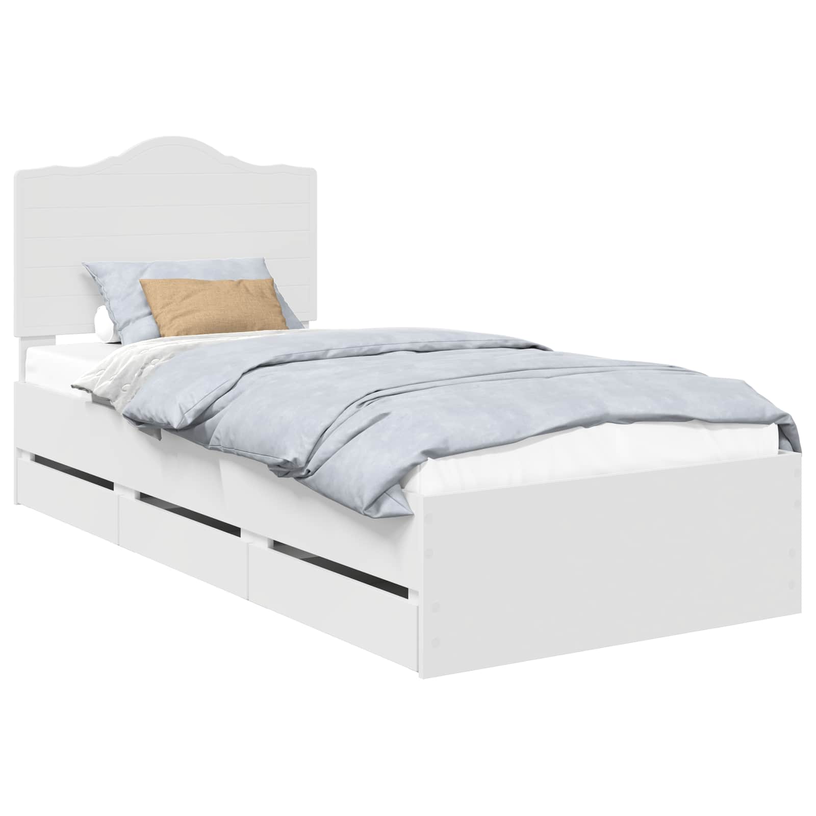 vidaXL Ramka łóżka z szufladą Biały 90 x 190 cm Drewno inżynieryjne