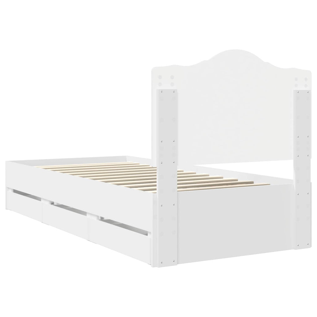 vidaXL Ramka łóżka z szufladą Biały 90 x 190 cm Drewno inżynieryjne