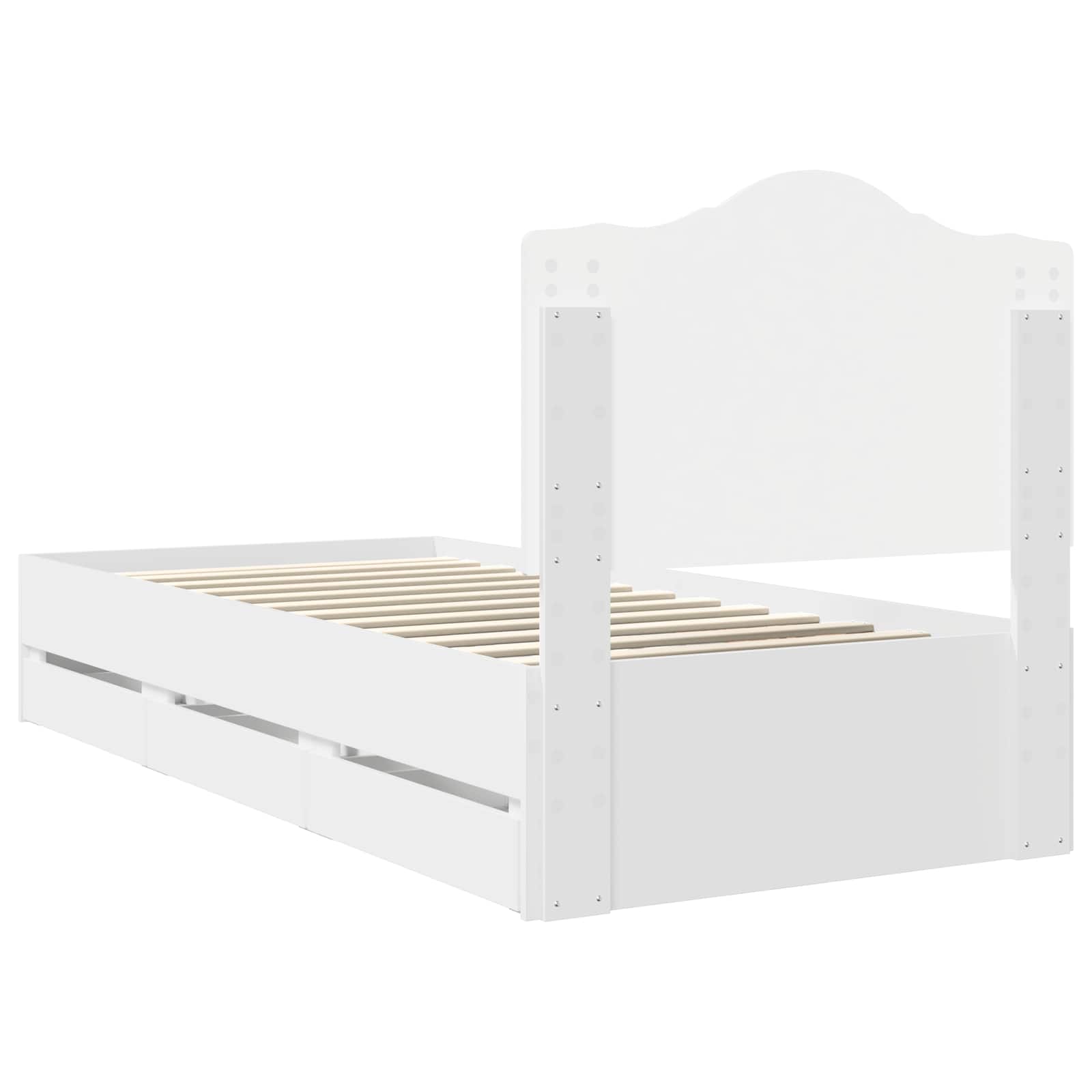 vidaXL Ramka łóżka z szufladą Biały 90 x 190 cm Drewno inżynieryjne