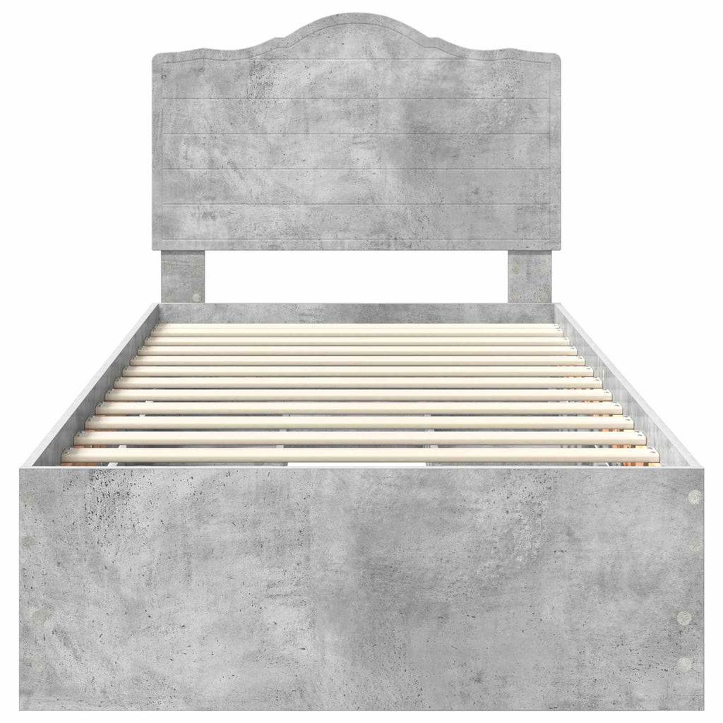 vidaXL Ramka łóżka Betonowy Szary 90 x 190 cm Drewno inżynieryjne
