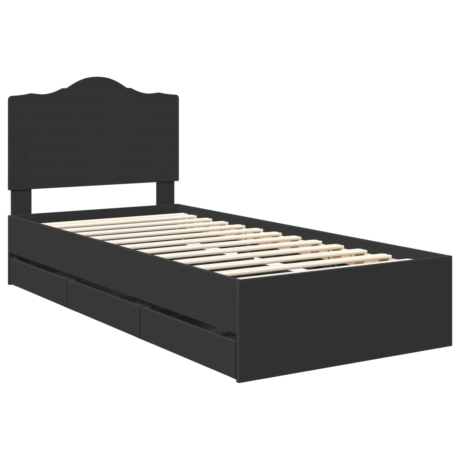vidaXL Ramka łóżka z szufladą Czarny 75 x 190 cm Drewno inżynieryjne