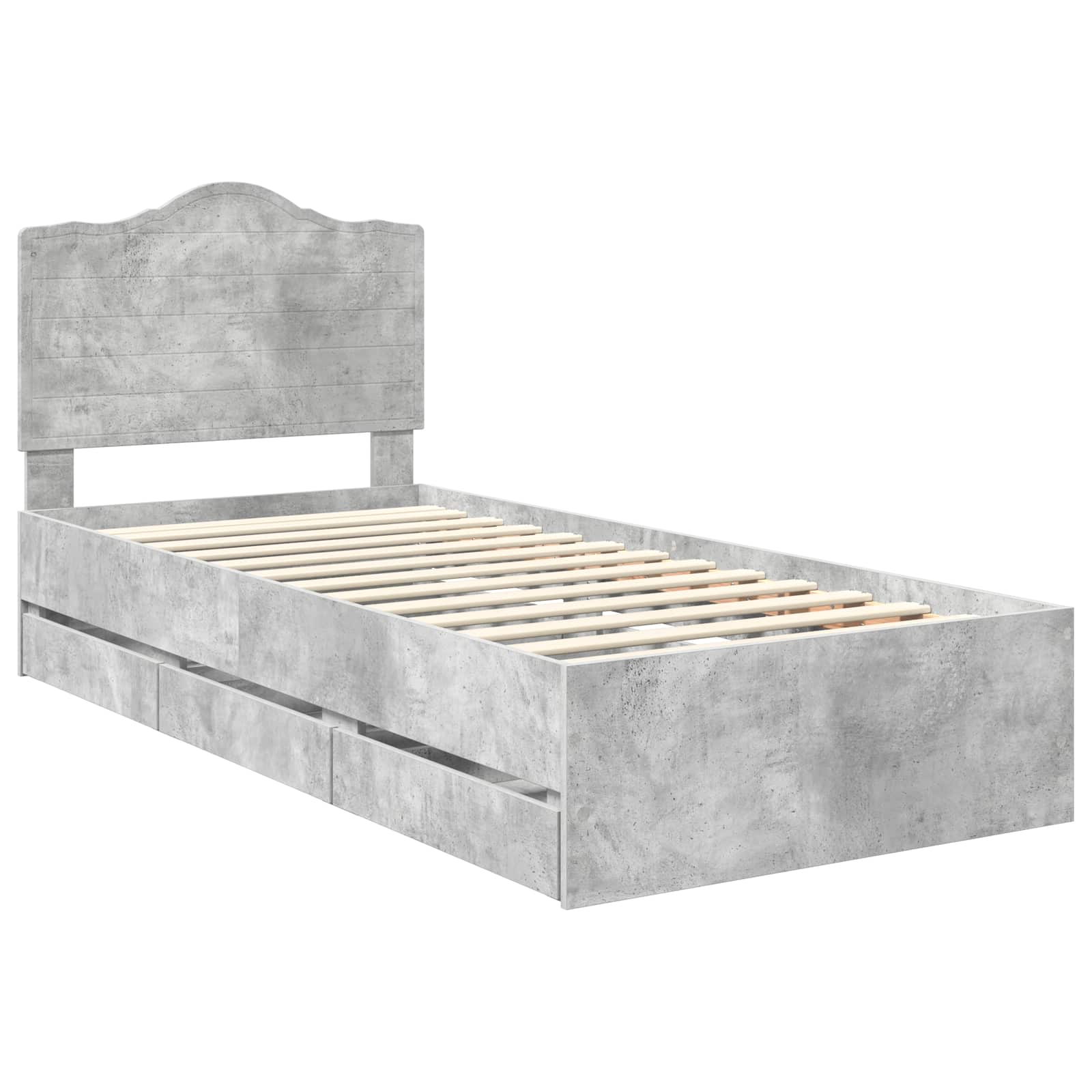vidaXL Ramka łóżka Betonowy Szary 75 x 190 cm Drewno inżynieryjne