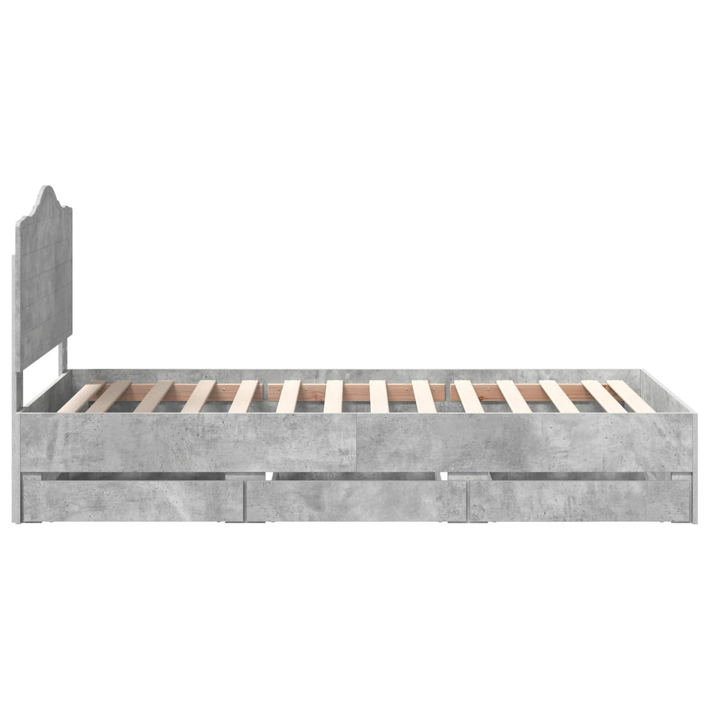 vidaXL Ramka łóżka Betonowy Szary 75 x 190 cm Drewno inżynieryjne