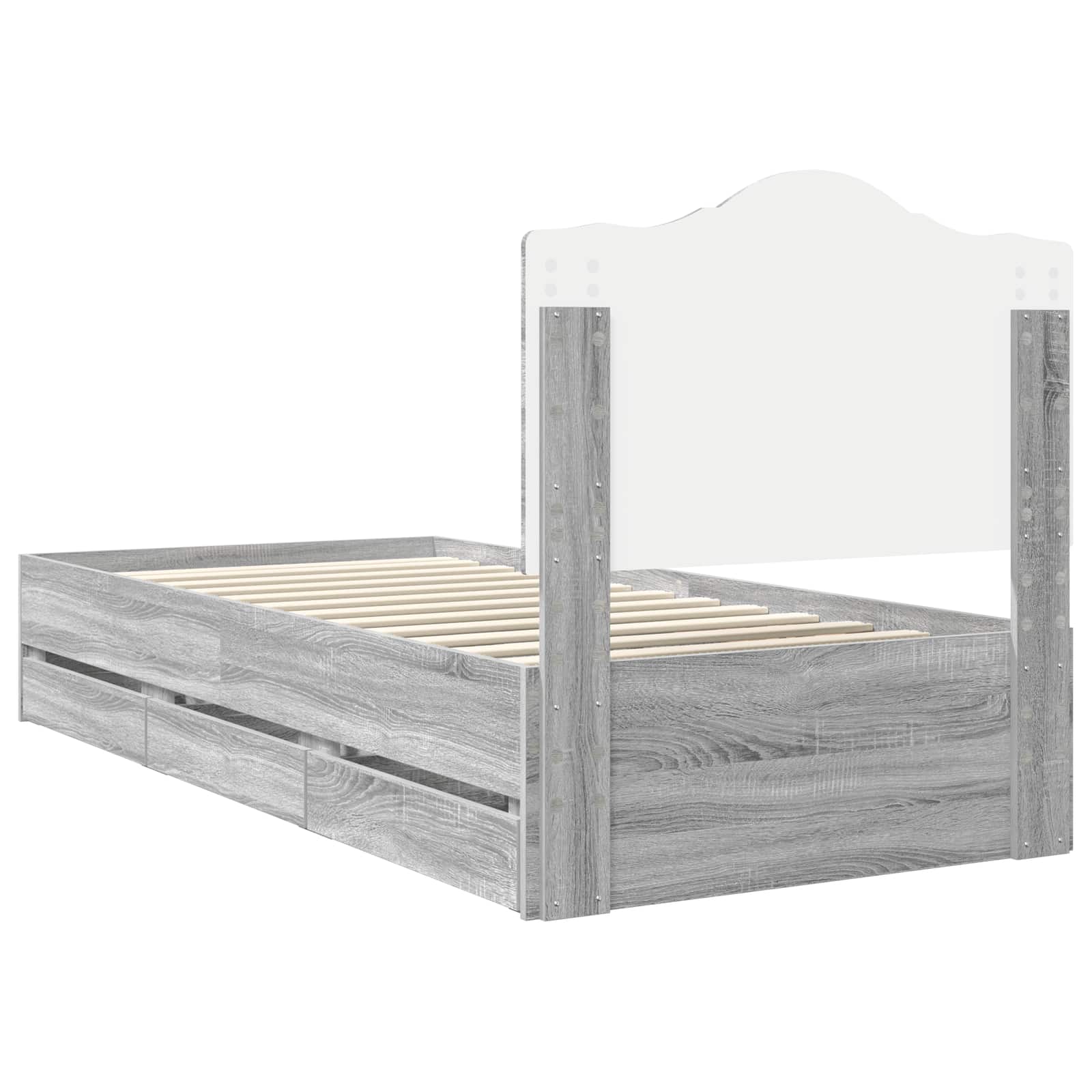 vidaXL Ramka łóżka Szary Sonoma 75 x 190 cm Drewno inżynieryjne
