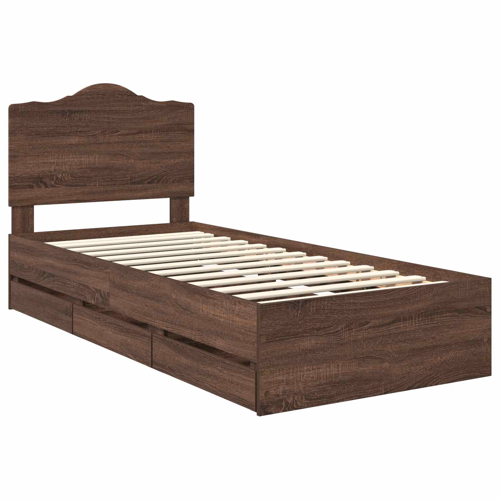 vidaXL Ramka łóżka Dąb brązowy 75 x 190 cm Drewno inżynieryjne
