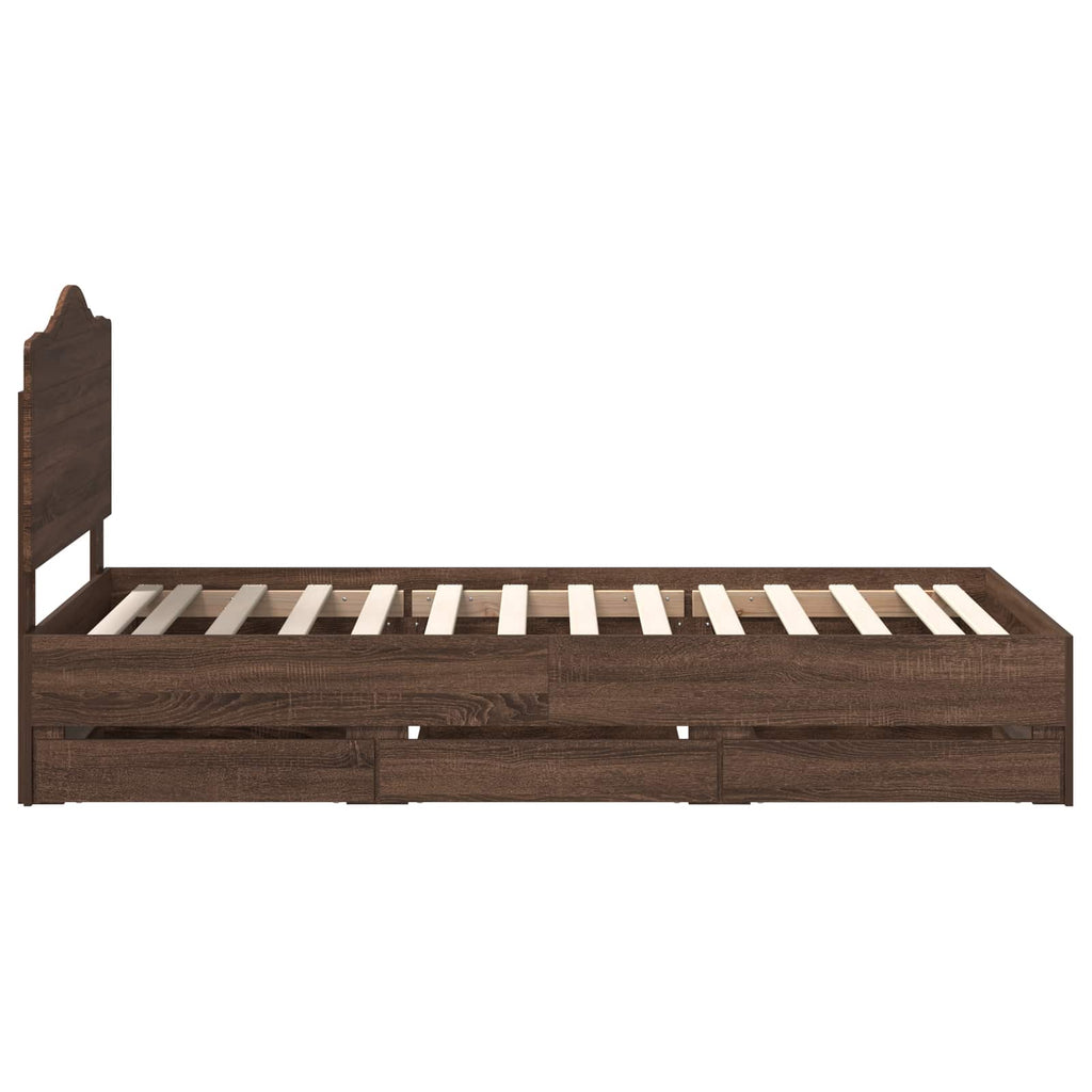 vidaXL Ramka łóżka Dąb brązowy 75 x 190 cm Drewno inżynieryjne