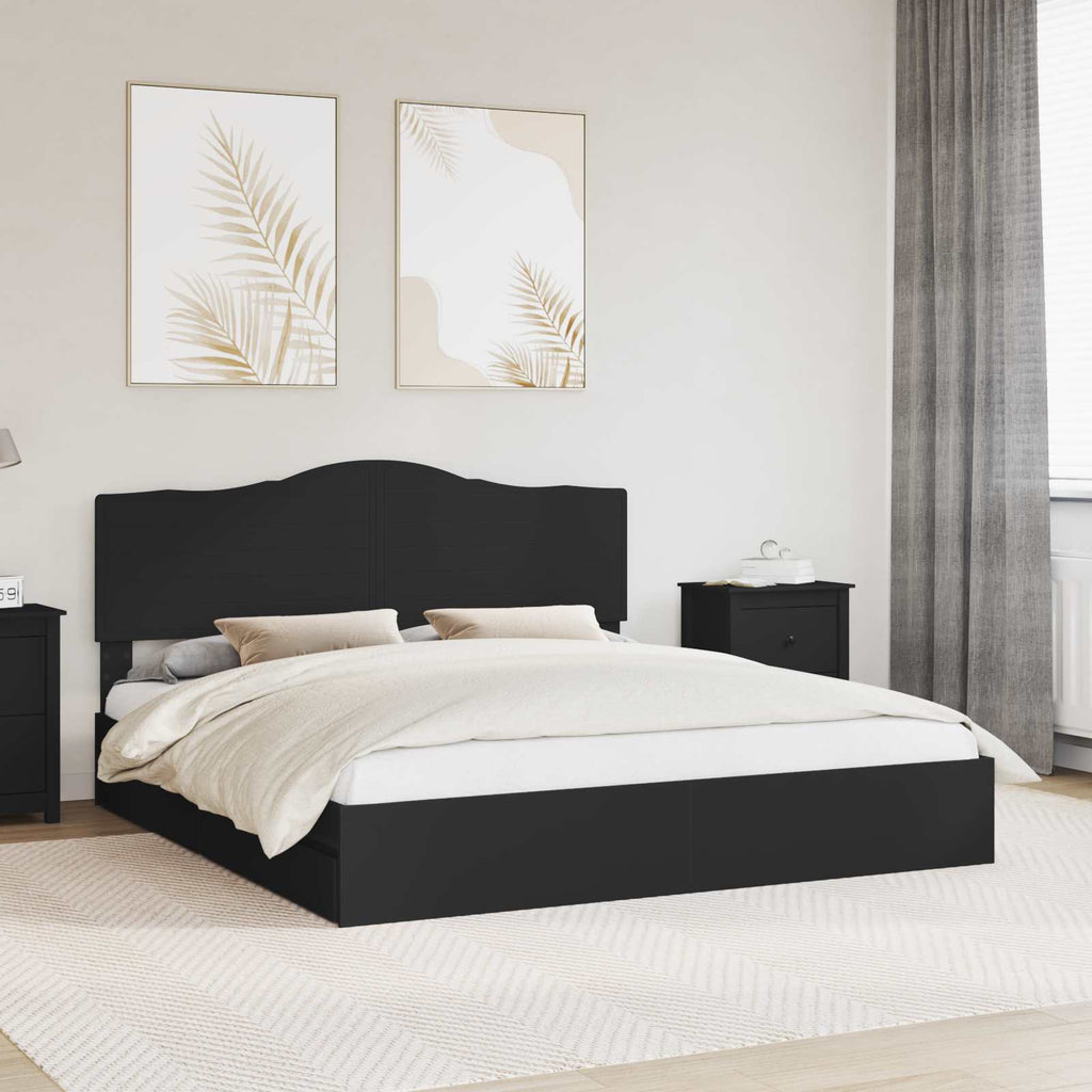 vidaXL Łóżko z miejscem do przechowywania Czarny 200 x 200 cm