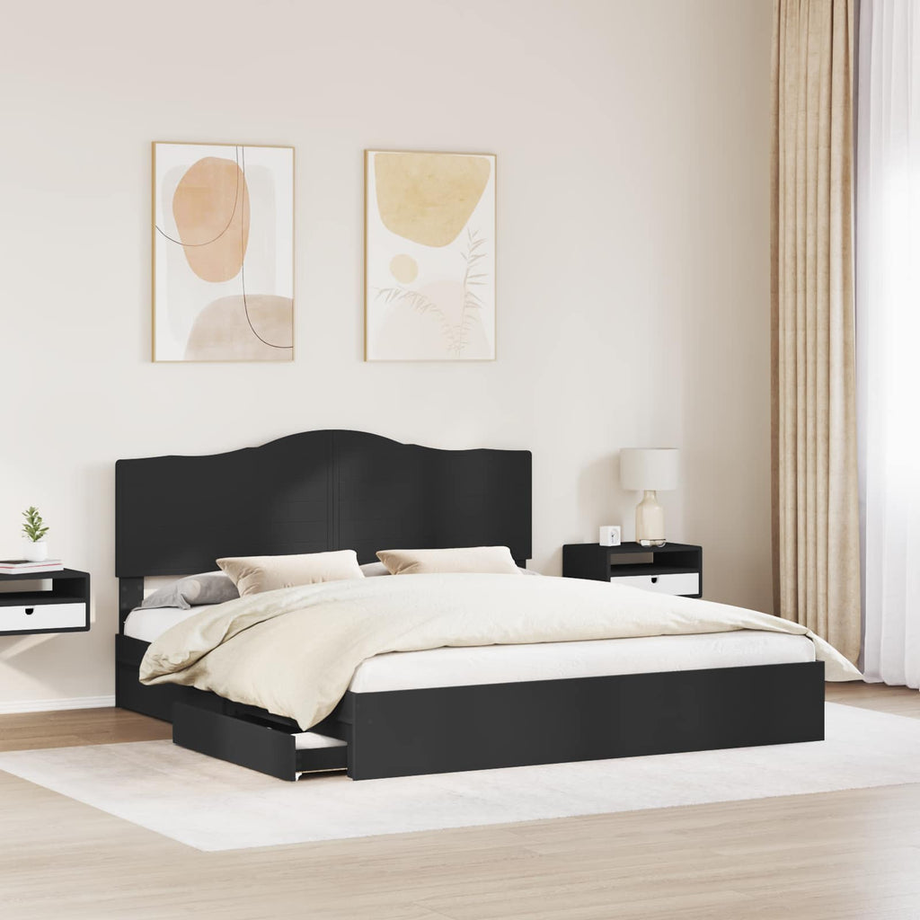 vidaXL Łóżko z miejscem do przechowywania Czarny 200 x 200 cm