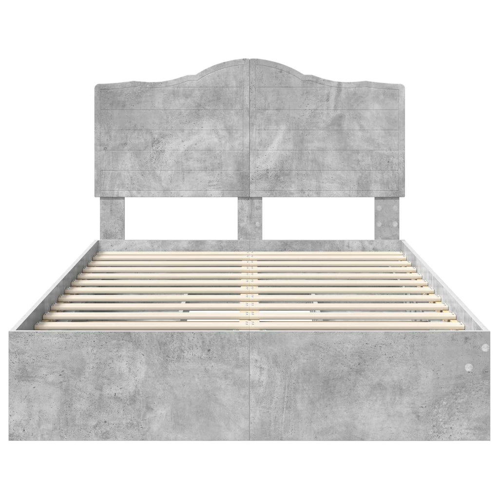 vidaXL Łóżko z miejscem do przechowywania Betonowy szary 135 x 190 cm