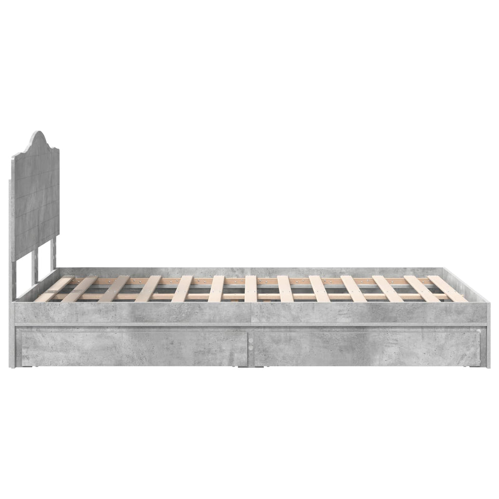 vidaXL Łóżko z miejscem do przechowywania Betonowy szary 135 x 190 cm