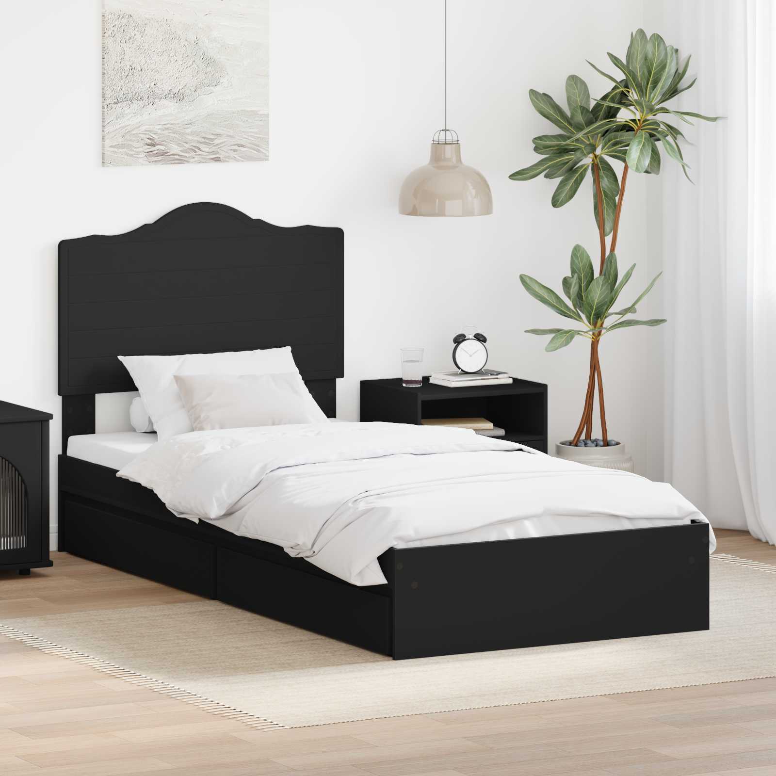 vidaXL Łóżko z miejscem do przechowywania Czarny 70 x 190 cm