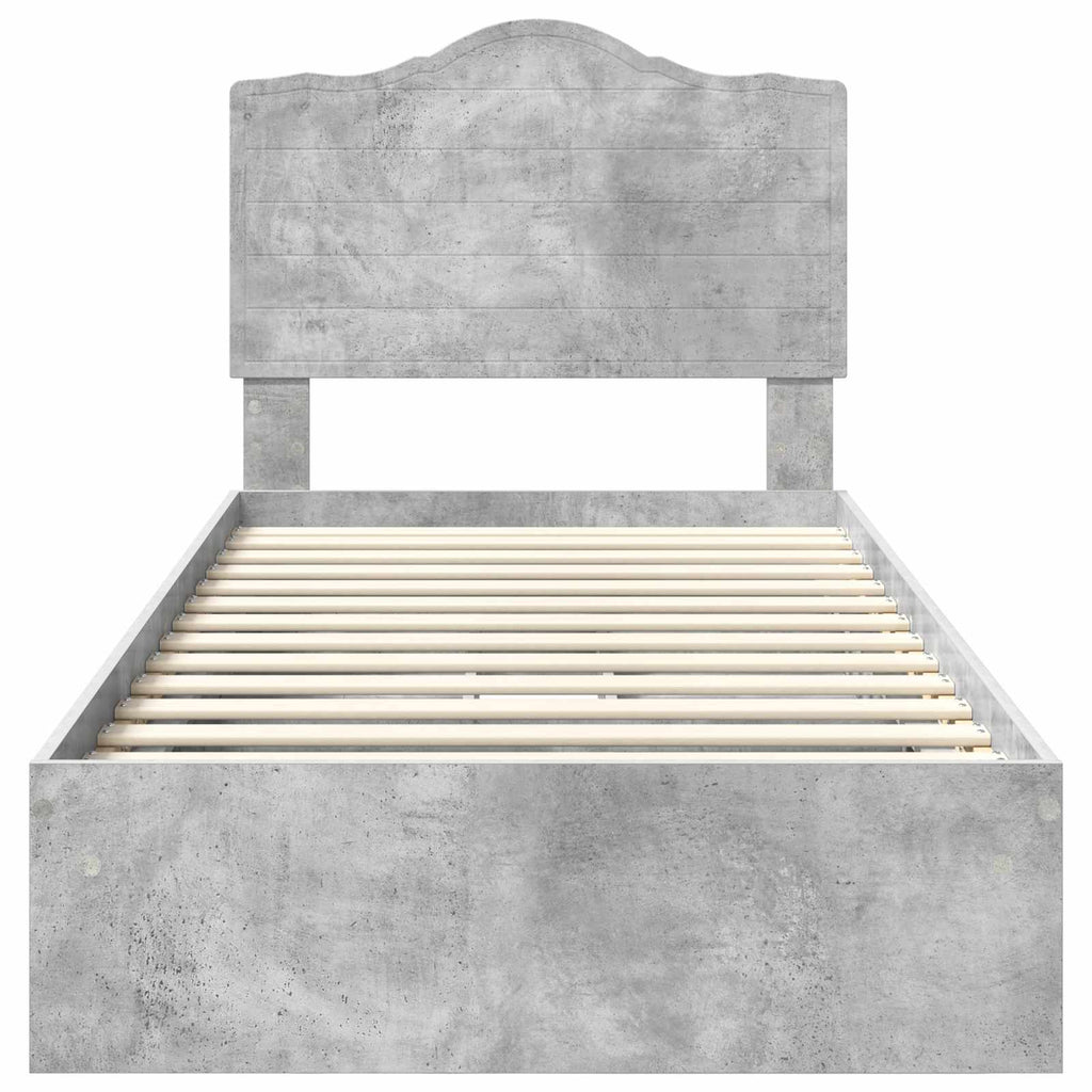 vidaXL Łóżko z miejscem do przechowywania Betonowy szary 70 x 190 cm