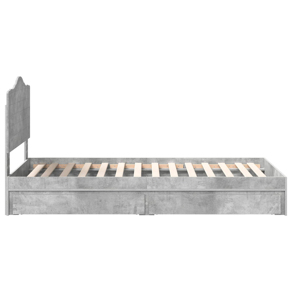 vidaXL Łóżko z miejscem do przechowywania Betonowy szary 70 x 190 cm