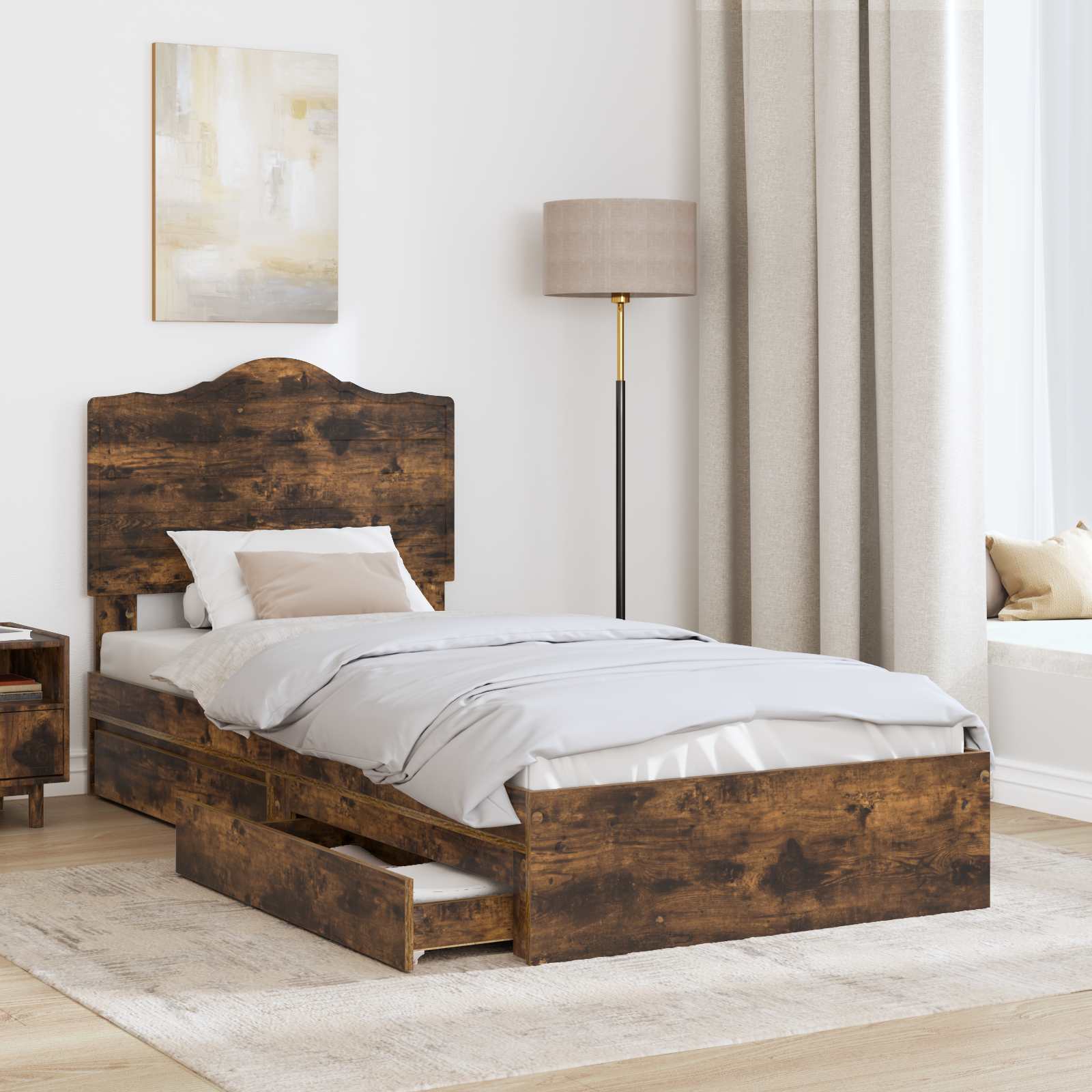 vidaXL Łóżko z miejscem do przechowywania Dąb wędzony 70 x 190 cm