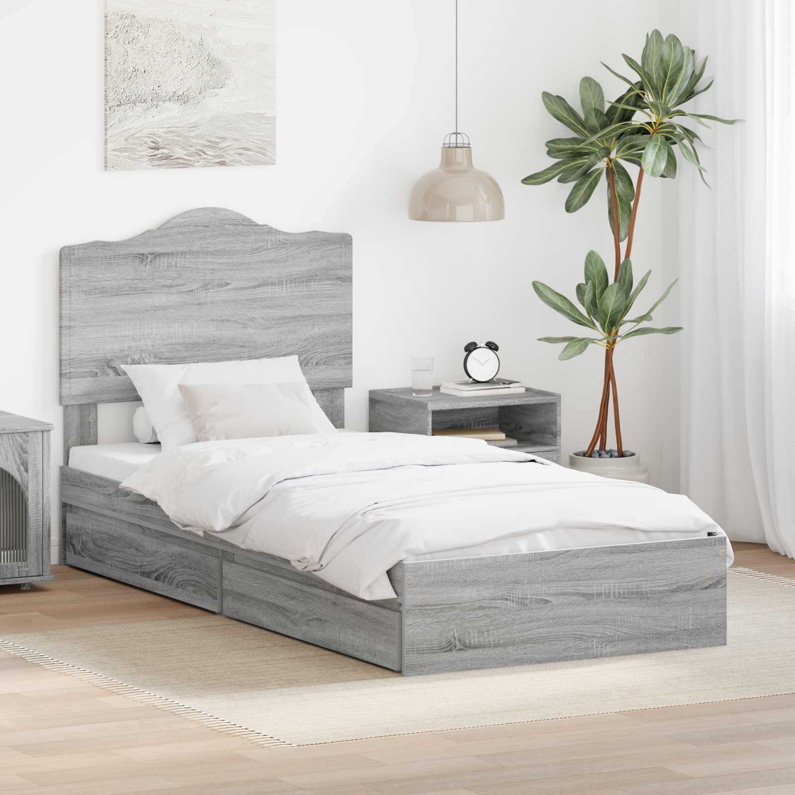 vidaXL Łóżko z miejscem do przechowywania Szary Sonoma 70 x 190 cm