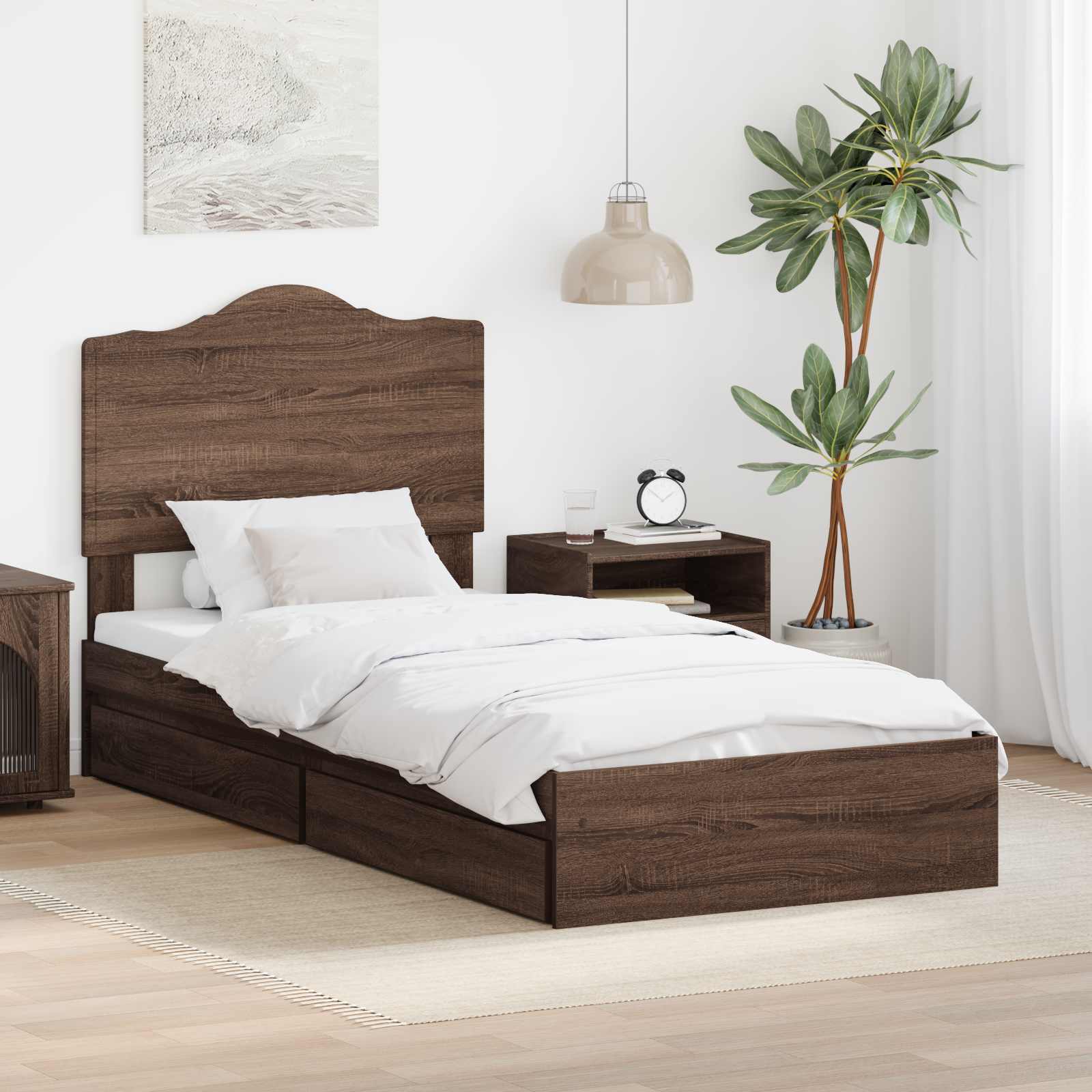 vidaXL Łóżko z miejscem do przechowywania Brązowy dąb 70 x 190 cm