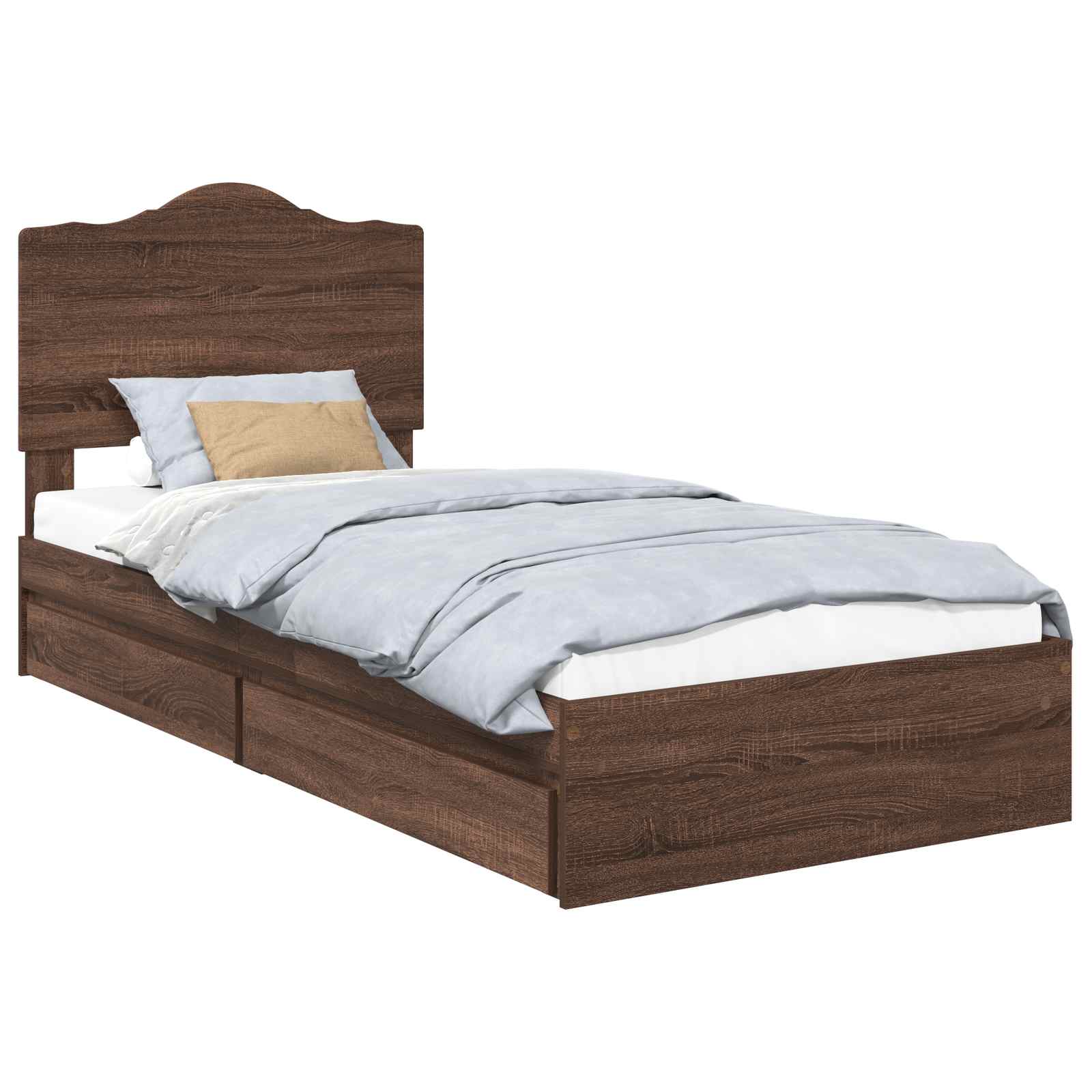 vidaXL Łóżko z miejscem do przechowywania Brązowy dąb 70 x 190 cm