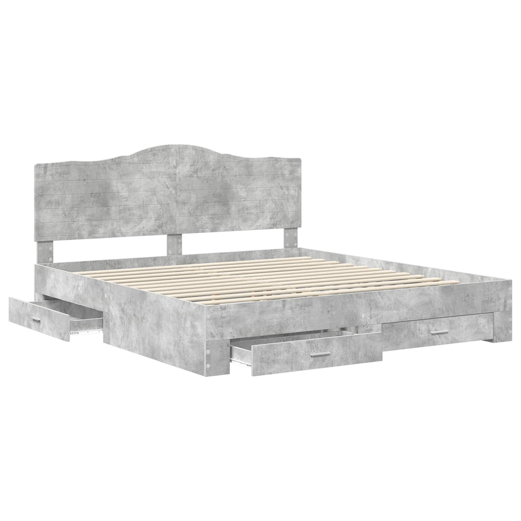 vidaXL Ramka łóżka Betonowy szary 200 x 200 cm Materiał drewnopochodny