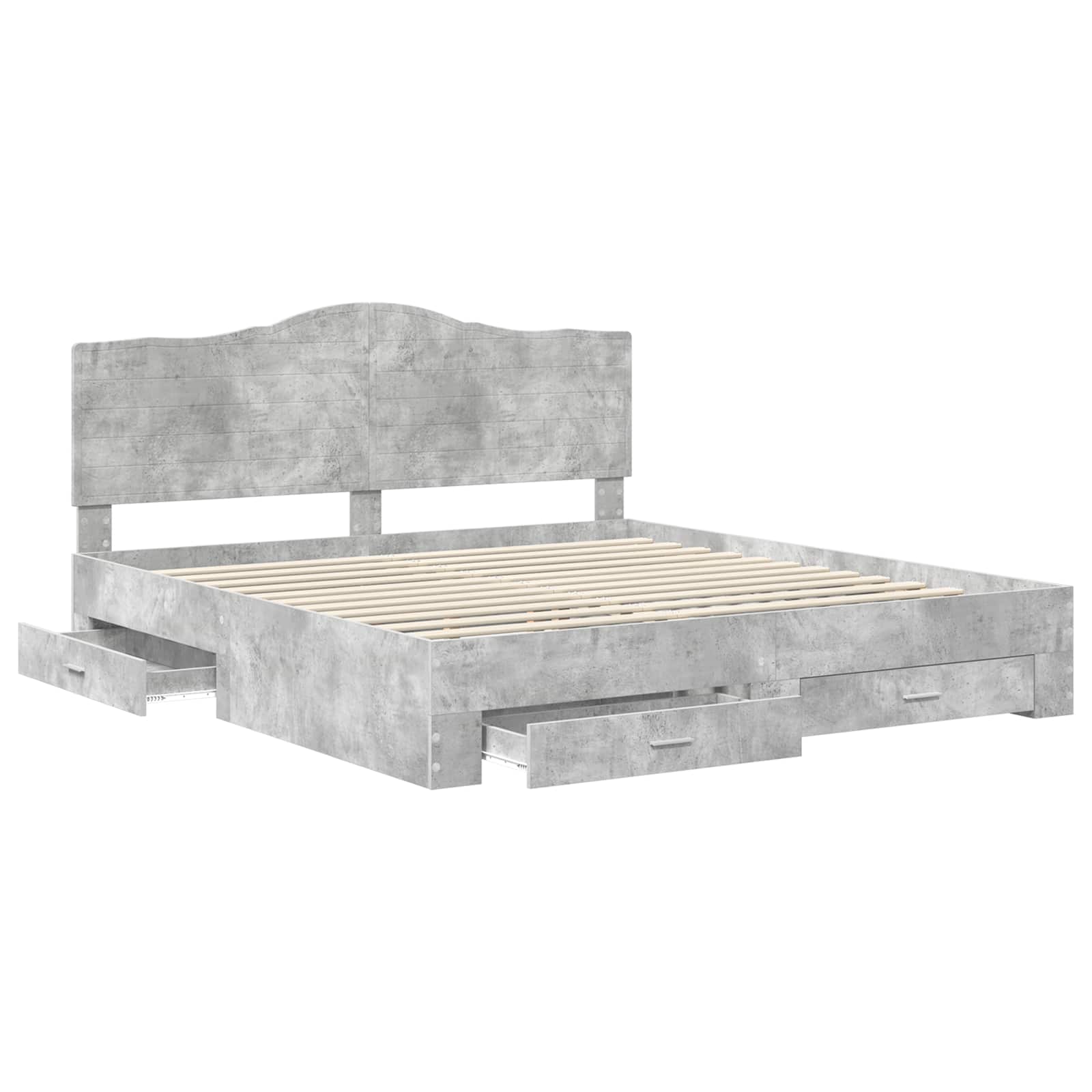 vidaXL Ramka łóżka Betonowy szary 200 x 200 cm Materiał drewnopochodny