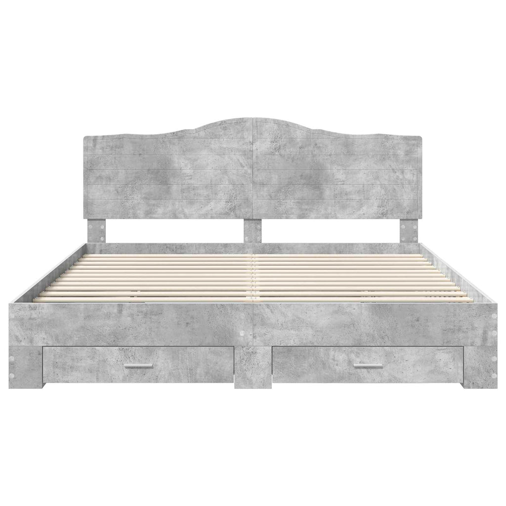 vidaXL Ramka łóżka Betonowy szary 200 x 200 cm Materiał drewnopochodny