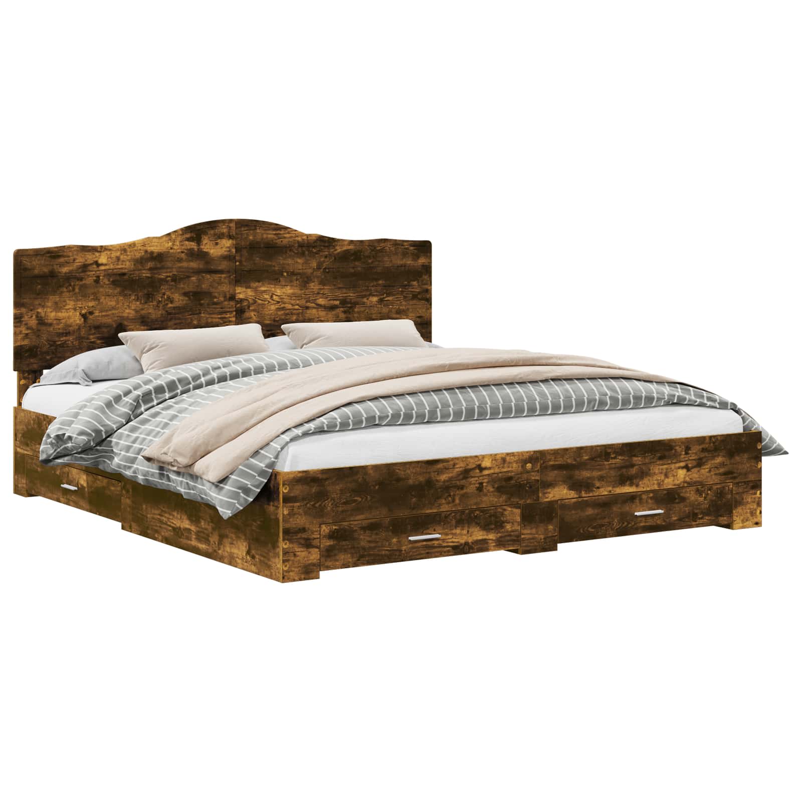vidaXL Ramka łóżka Dąb wędzony 200 x 200 cm Materiał drewnopochodny