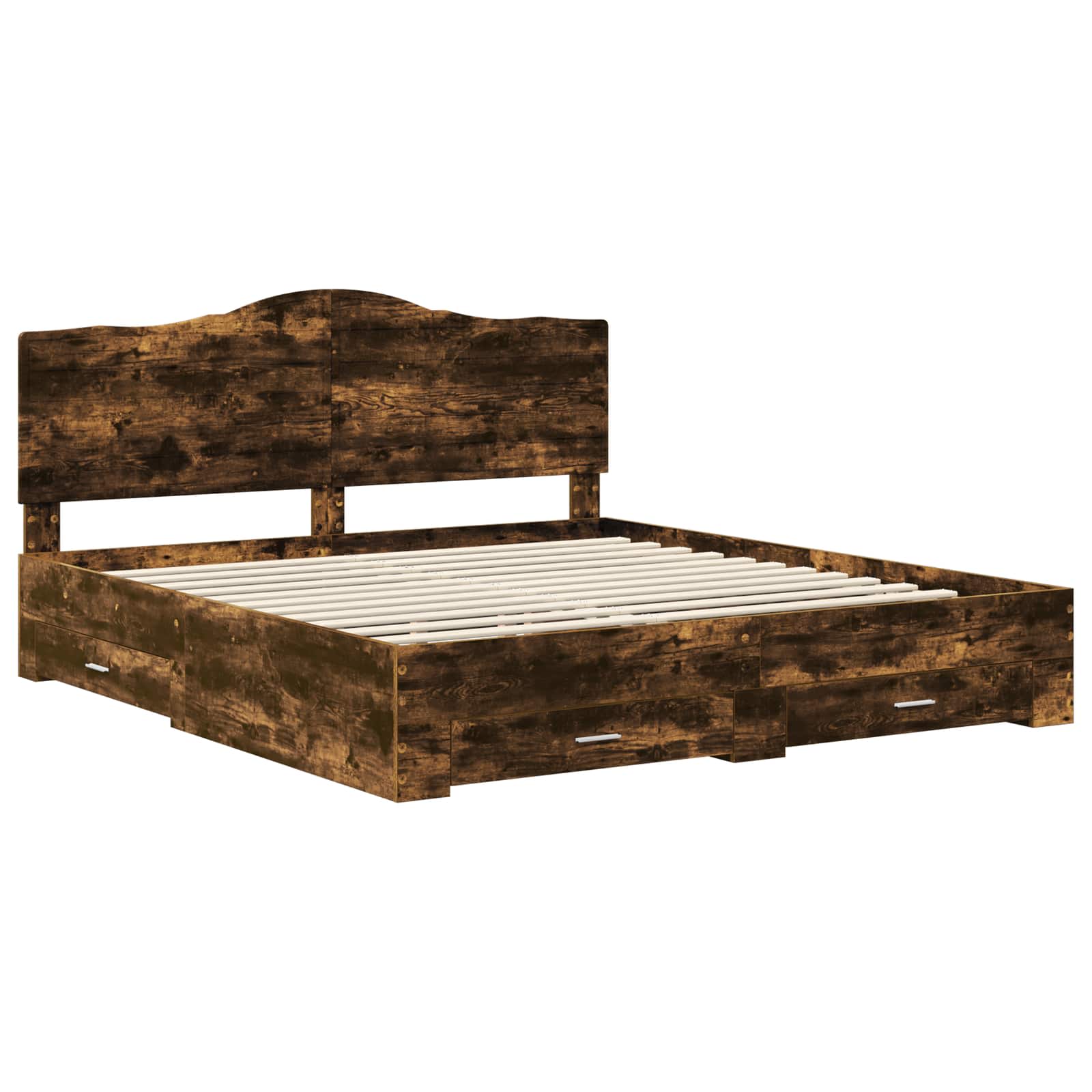 vidaXL Ramka łóżka Dąb wędzony 200 x 200 cm Materiał drewnopochodny
