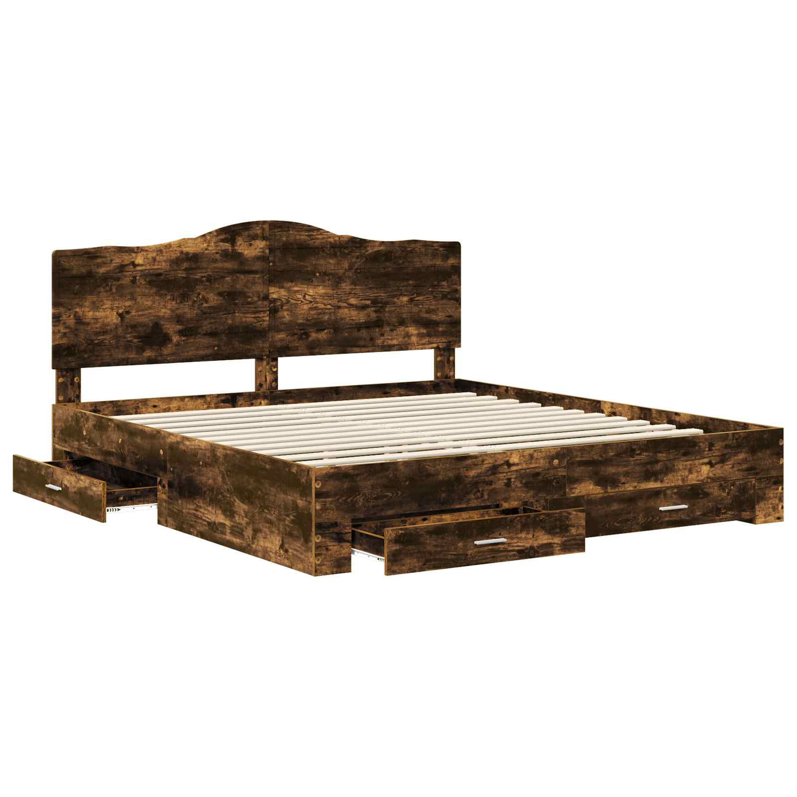vidaXL Ramka łóżka Dąb wędzony 200 x 200 cm Materiał drewnopochodny