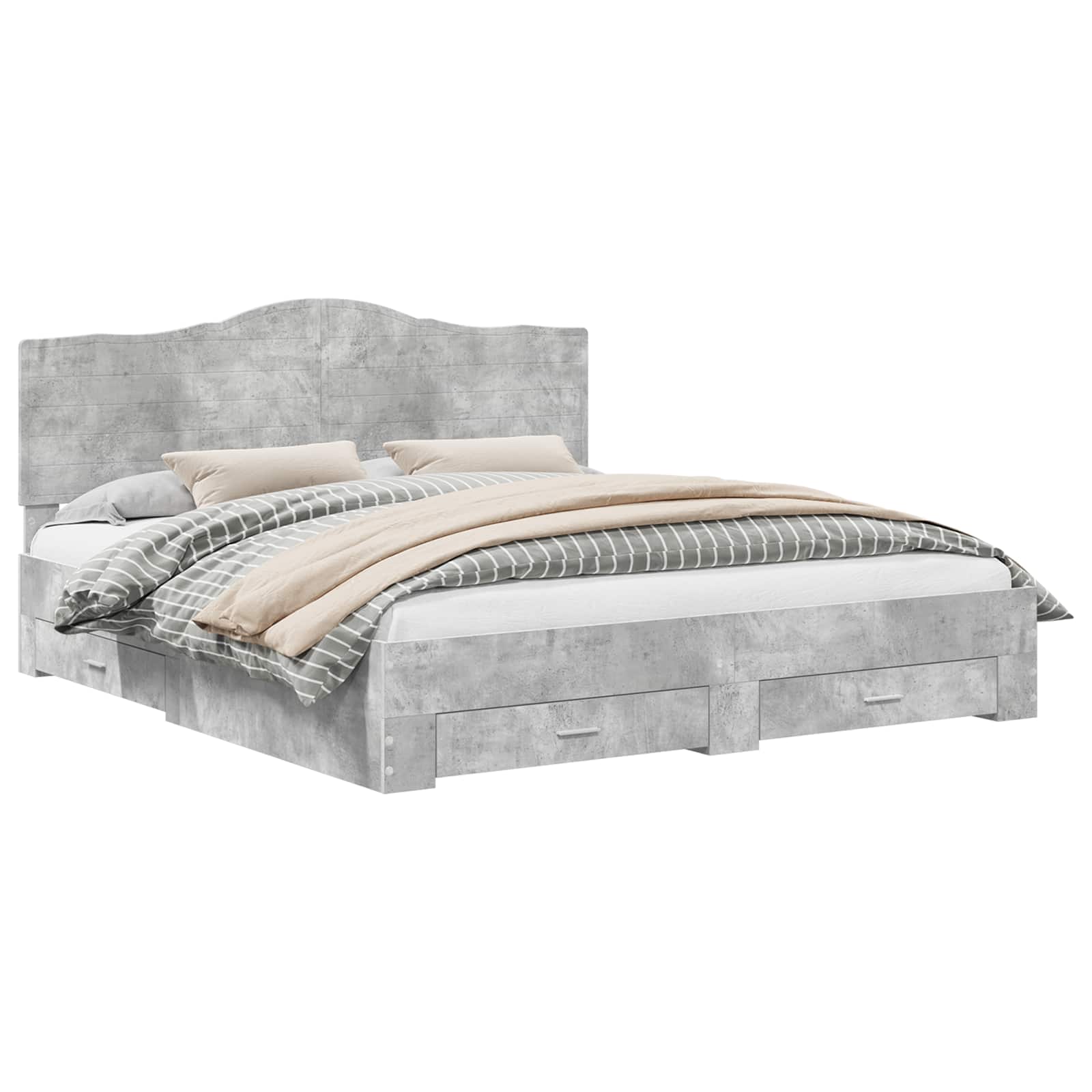 vidaXL Ramka łóżka Betonowy szary 180 x 200 cm Materiał drewnopochodny