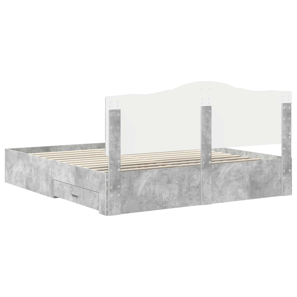vidaXL Ramka łóżka Betonowy szary 180 x 200 cm Materiał drewnopochodny