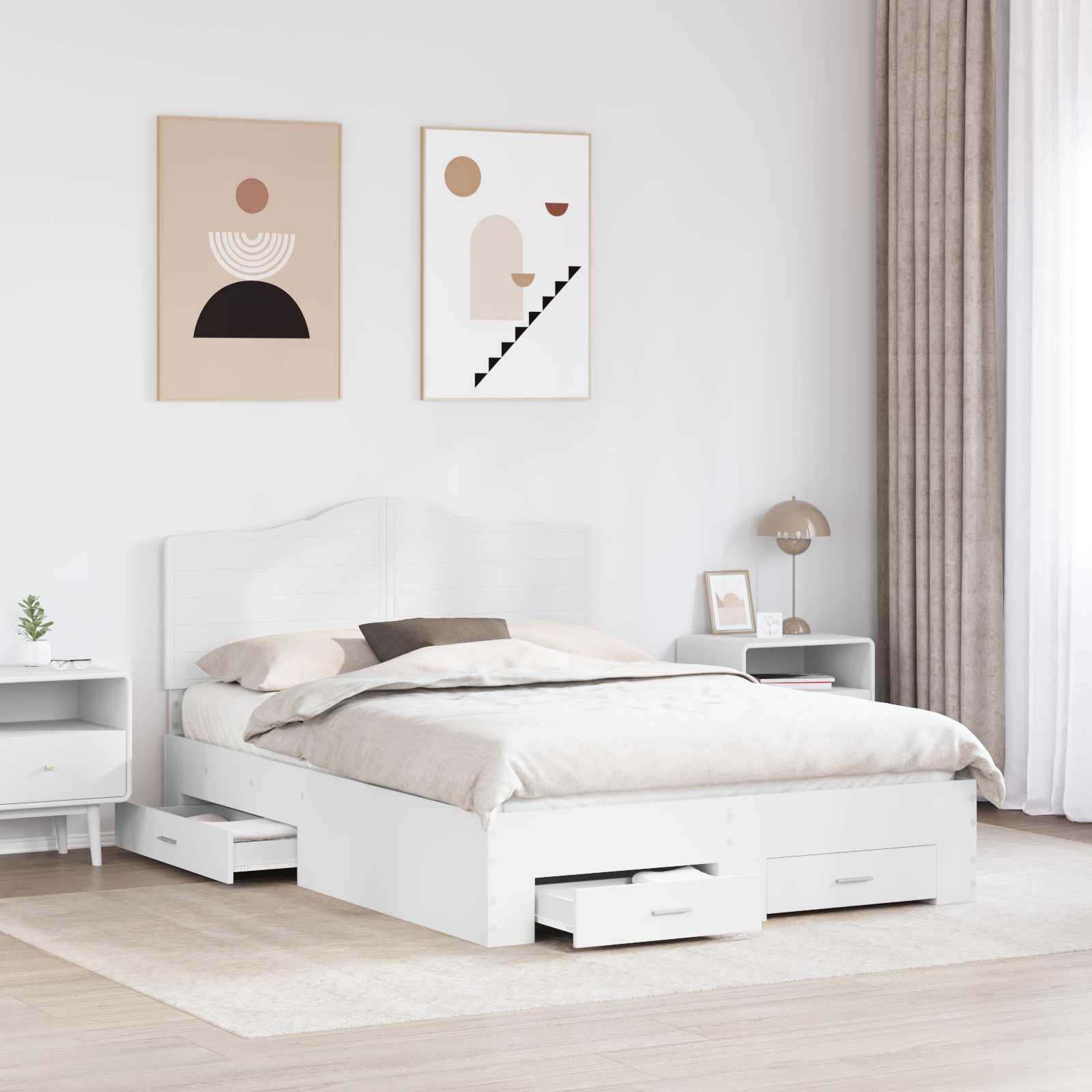 vidaXL Ramka łóżka Biały 160 x 200 cm Materiał drewnopochodny