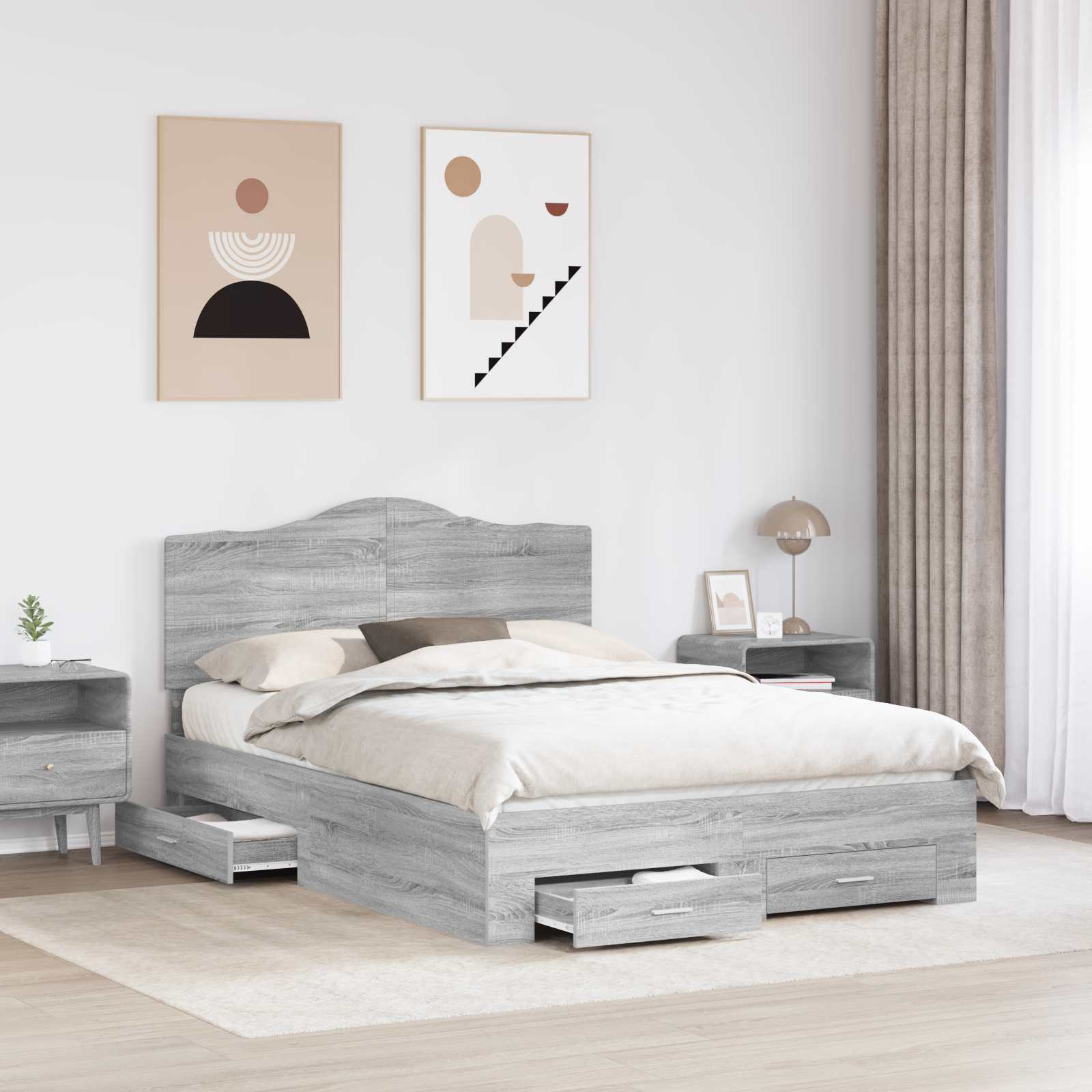 vidaXL Ramka łóżka Szary Sonoma 160 x 200 cm Materiał drewnopochodny
