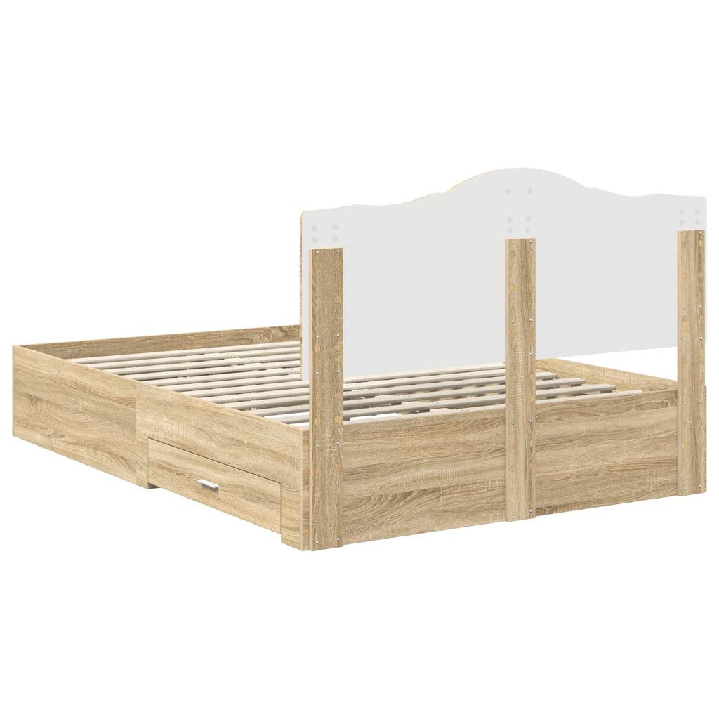 vidaXL Ramka łóżka Dąb Sonoma 150 x 200 cm Materiał drewnopochodny