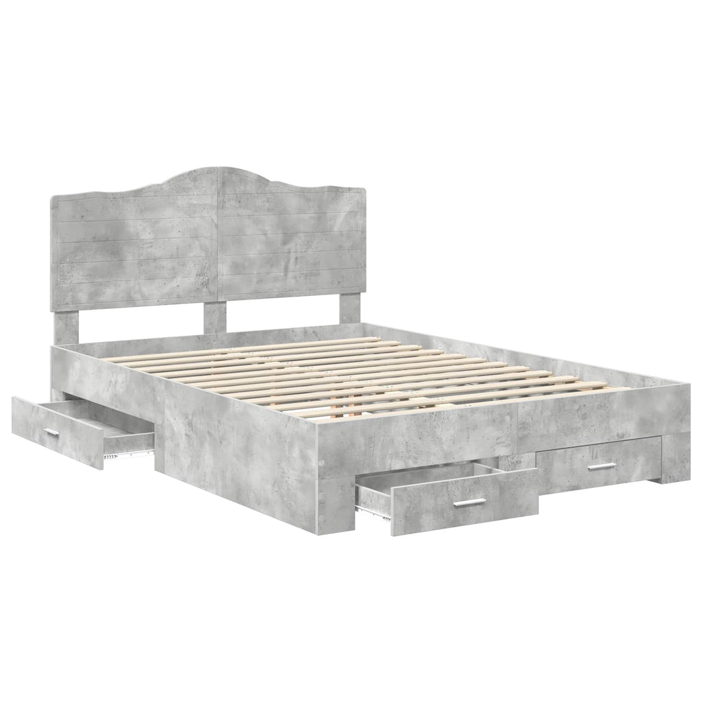 vidaXL Ramka łóżka Betonowy szary 150 x 200 cm Materiał drewnopochodny