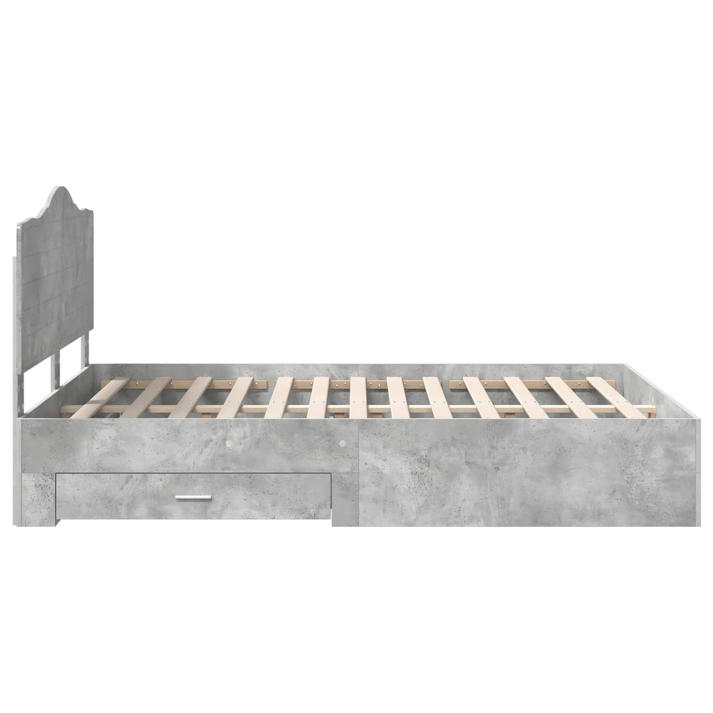 vidaXL Ramka łóżka Betonowy szary 150 x 200 cm Materiał drewnopochodny