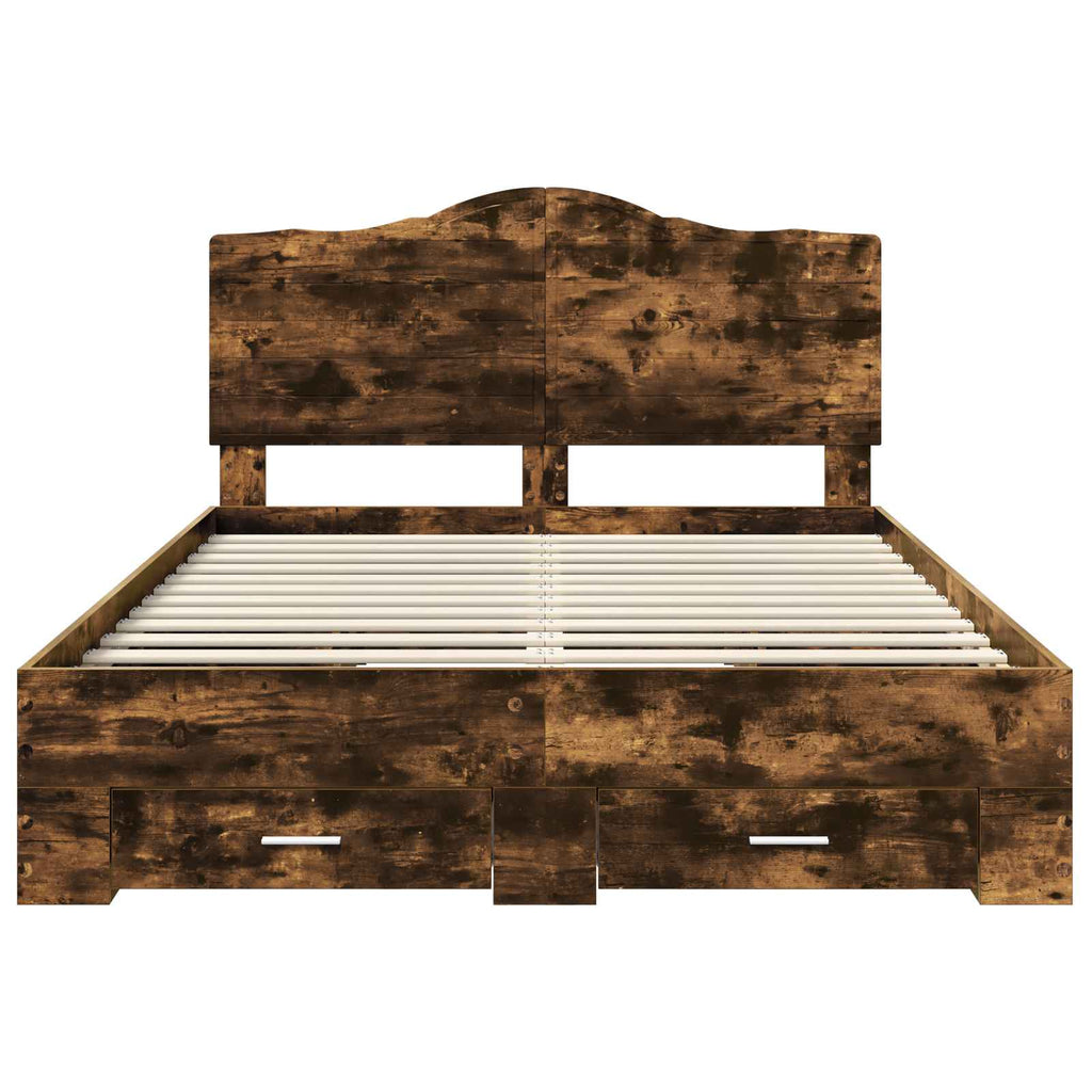 vidaXL Ramka łóżka Dąb wędzony 150 x 200 cm Materiał drewnopochodny