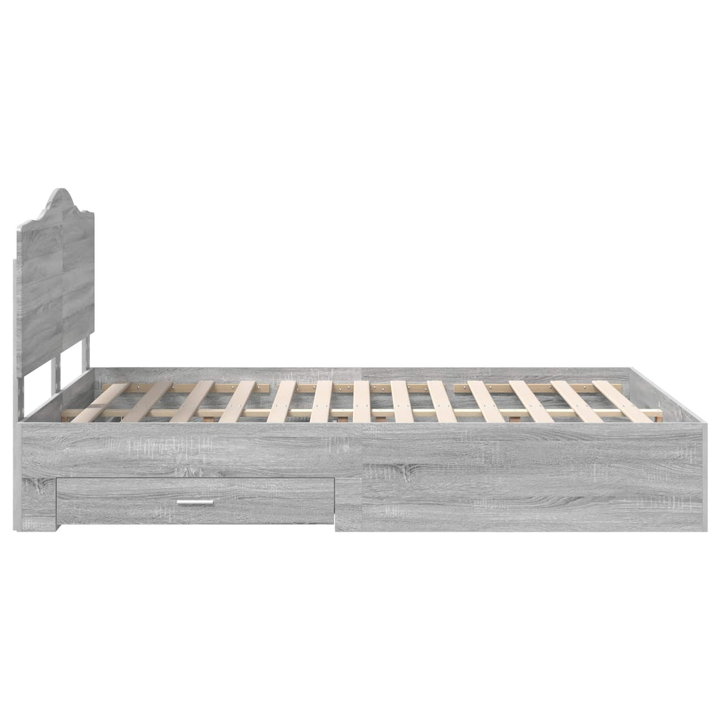 vidaXL Ramka łóżka Szary Sonoma 150 x 200 cm Materiał drewnopochodny