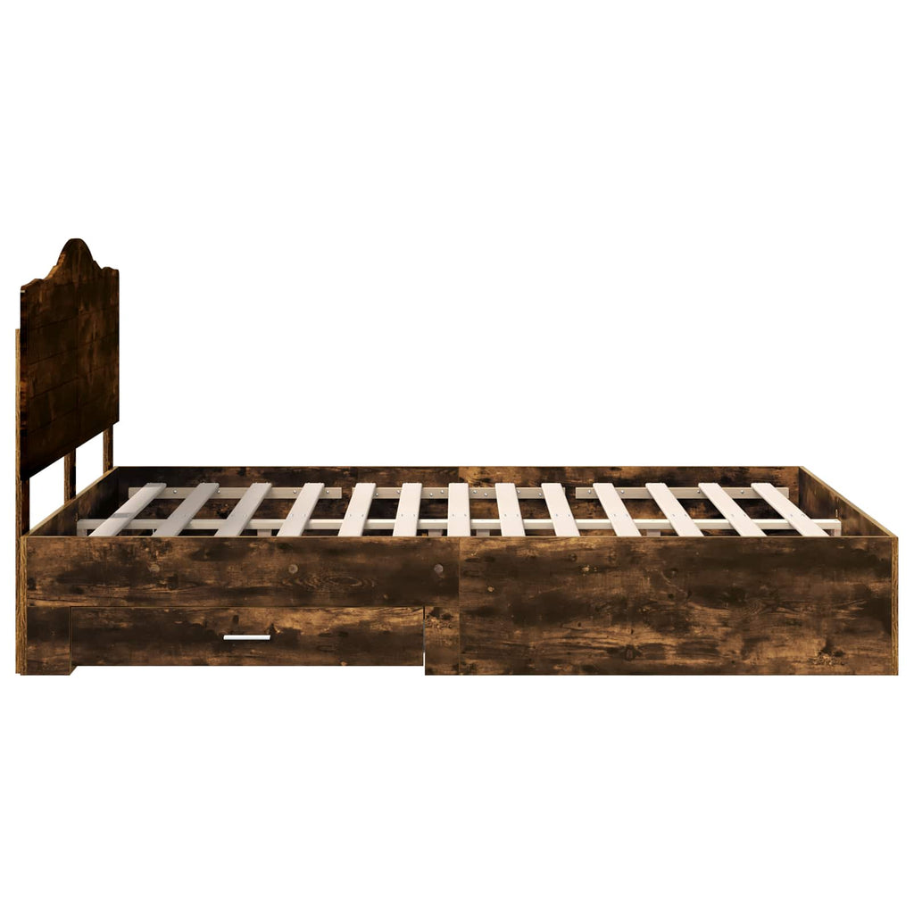 vidaXL Ramka łóżka Dąb wędzony 140 x 200 cm Materiał drewnopochodny