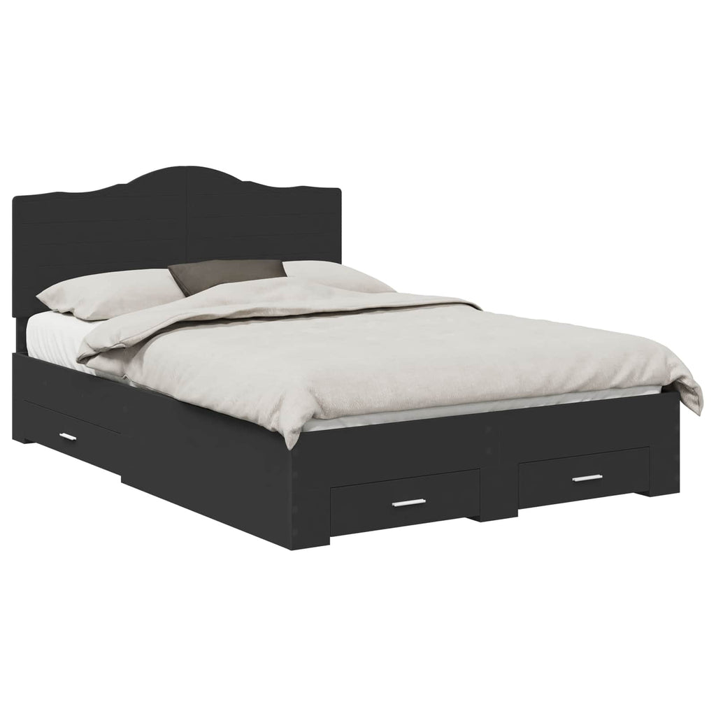 vidaXL Ramka łóżka Czarny 140 x 190 cm Materiał drewnopochodny