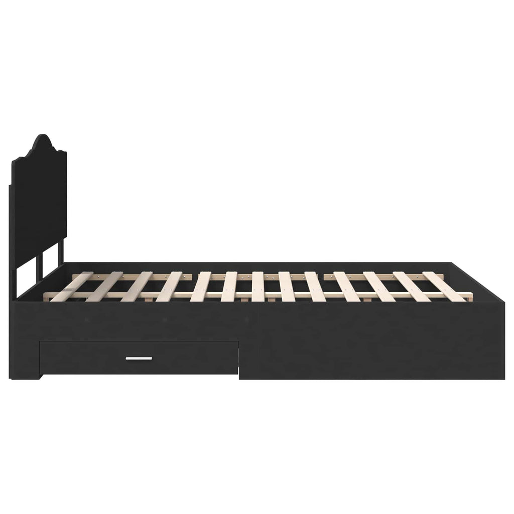 vidaXL Ramka łóżka Czarny 140 x 190 cm Materiał drewnopochodny