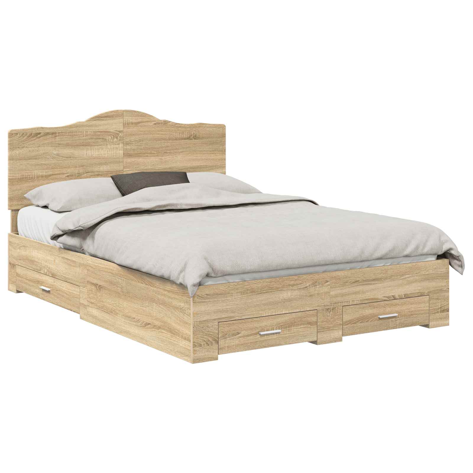 vidaXL Ramka łóżka Dąb Sonoma 140 x 190 cm Materiał drewnopochodny