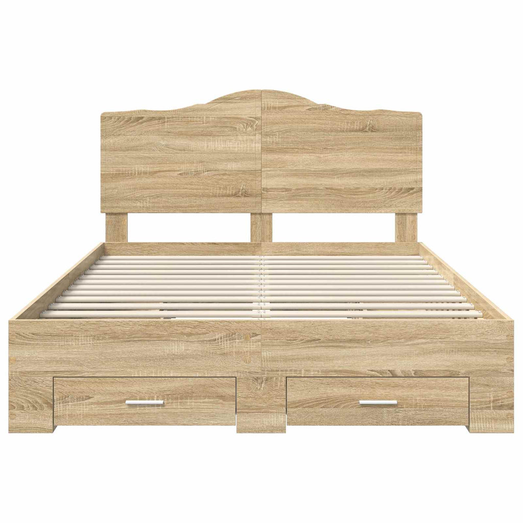 vidaXL Ramka łóżka Dąb Sonoma 140 x 190 cm Materiał drewnopochodny
