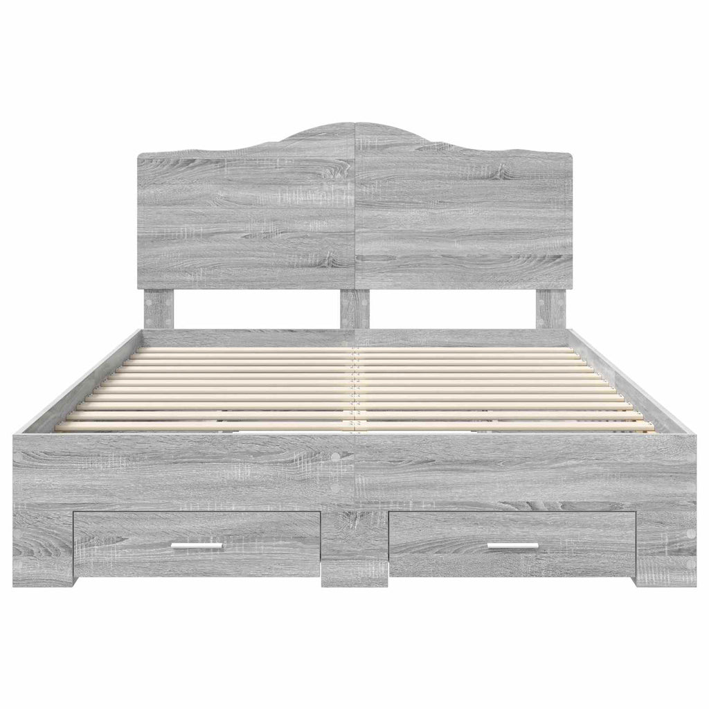 vidaXL Ramka łóżka Szary Sonoma 140 x 190 cm Materiał drewnopochodny