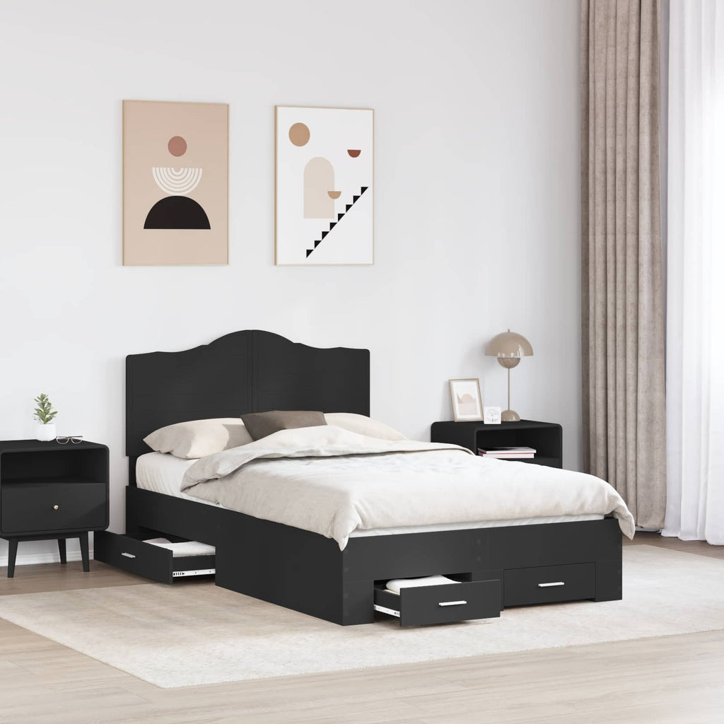 vidaXL Ramka łóżka Czarny 135 x 190 cm Materiał drewnopochodny