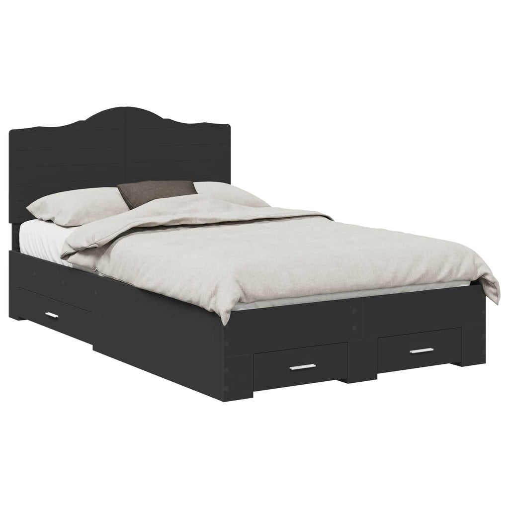 vidaXL Ramka łóżka Czarny 135 x 190 cm Materiał drewnopochodny