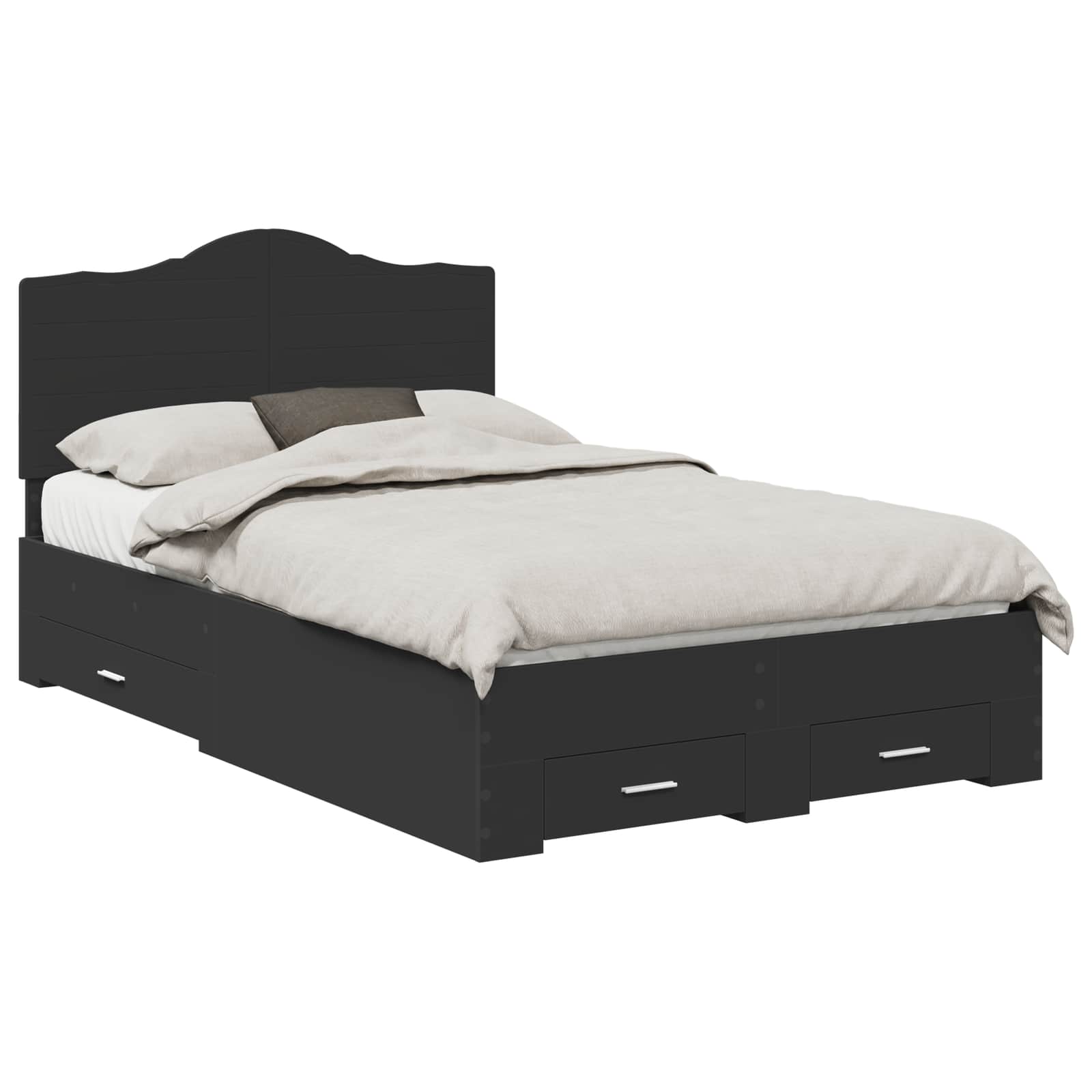 vidaXL Ramka łóżka Czarny 135 x 190 cm Materiał drewnopochodny